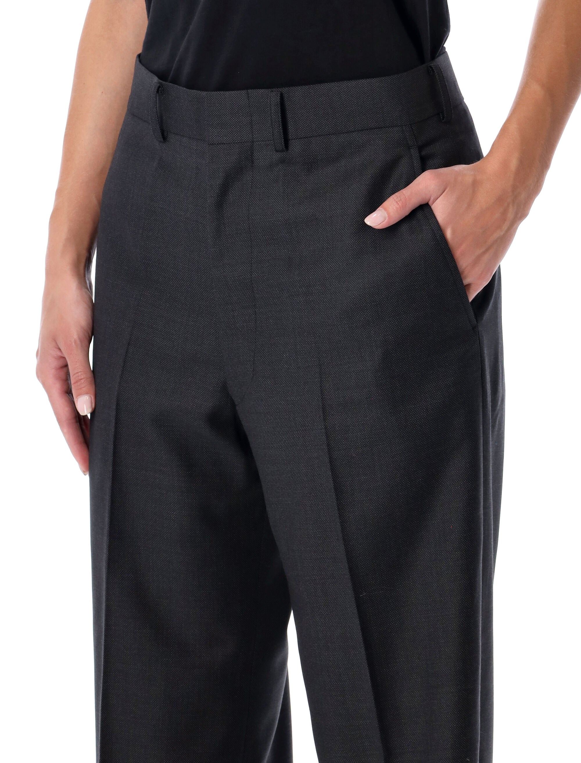 Junya Watanabe wool wide-leg pants Black Charcoal Lining