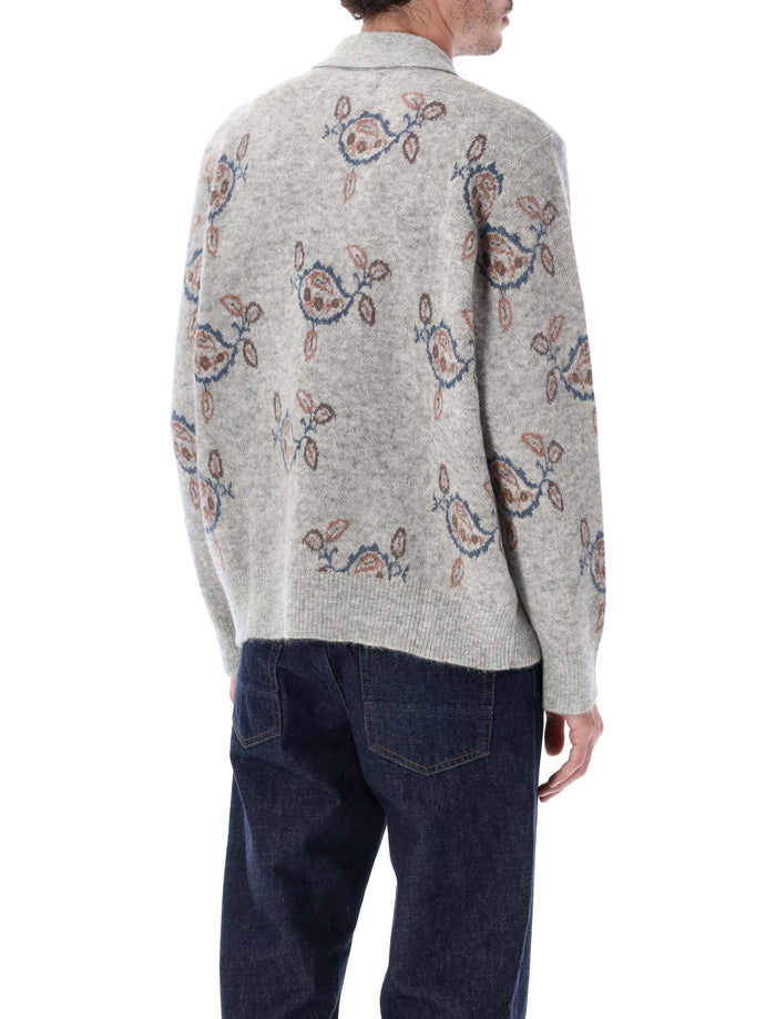 Corridor Maya patterned alpaca-blend polo sweater Grey Baby Alpaca