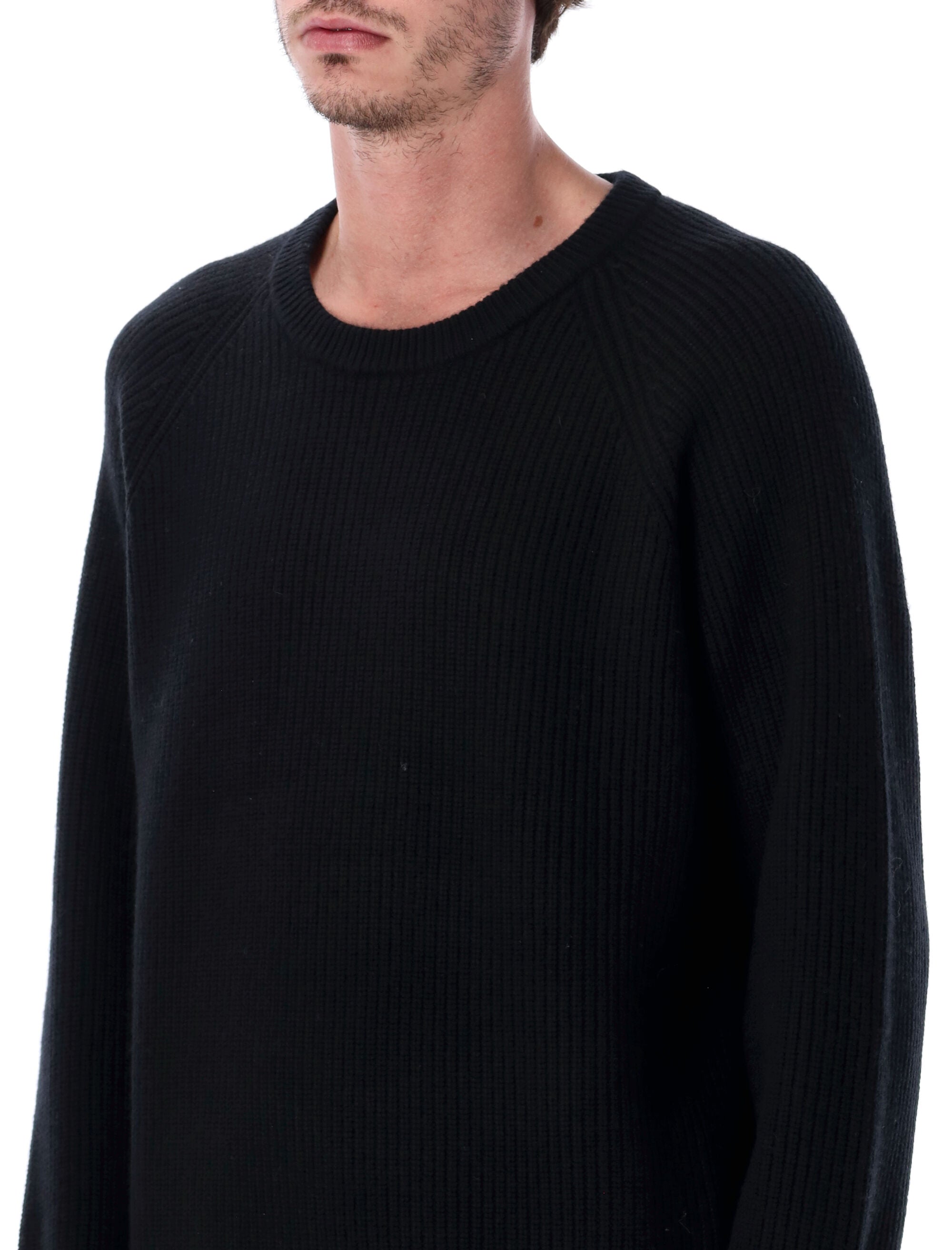 Corridor Wool And Cashmere Blend Ribbed Crewneck Sweater Black