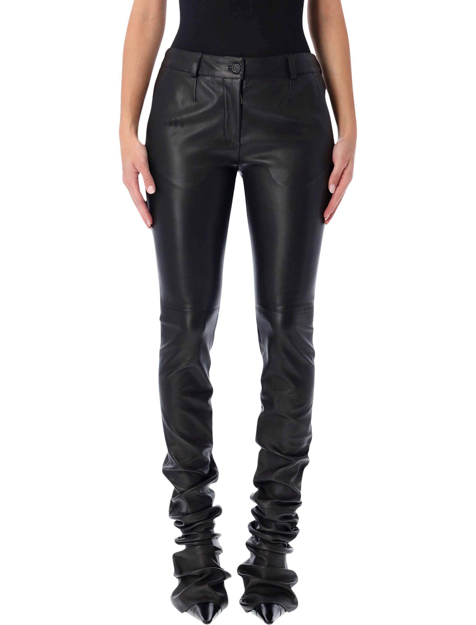 Dolce & Gabbana black stretch nappa leather trousers Lamb Pant