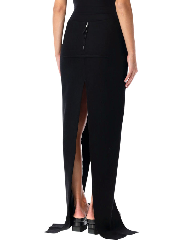 Rick Owens black long sliced skirt Wool Lining