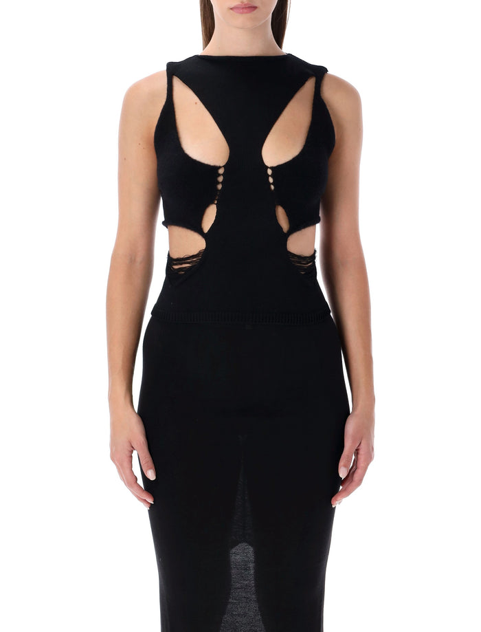 Rick Owens black wool cut-out top New