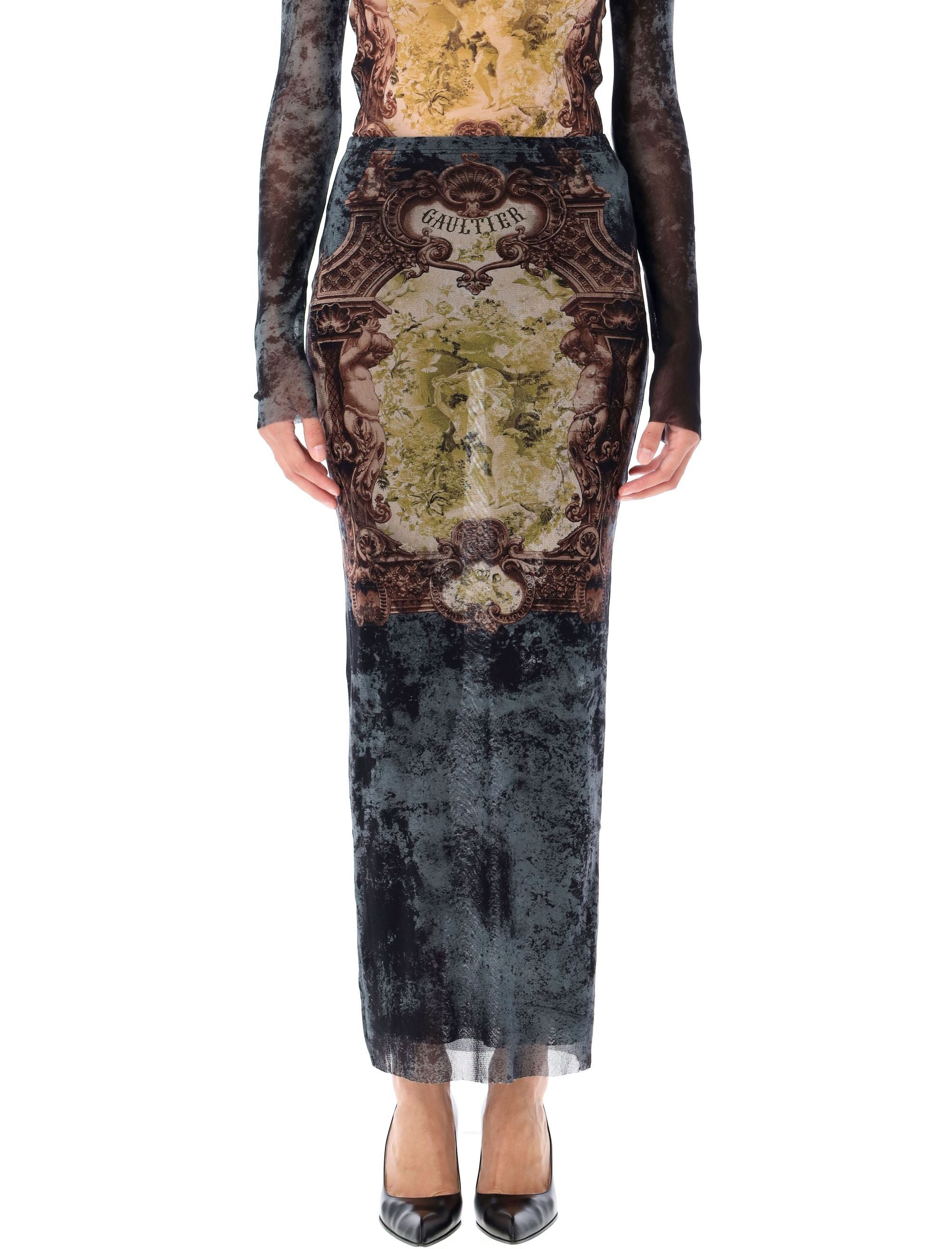 The Long Médaillon skirt Black Blue Green Polyamide
