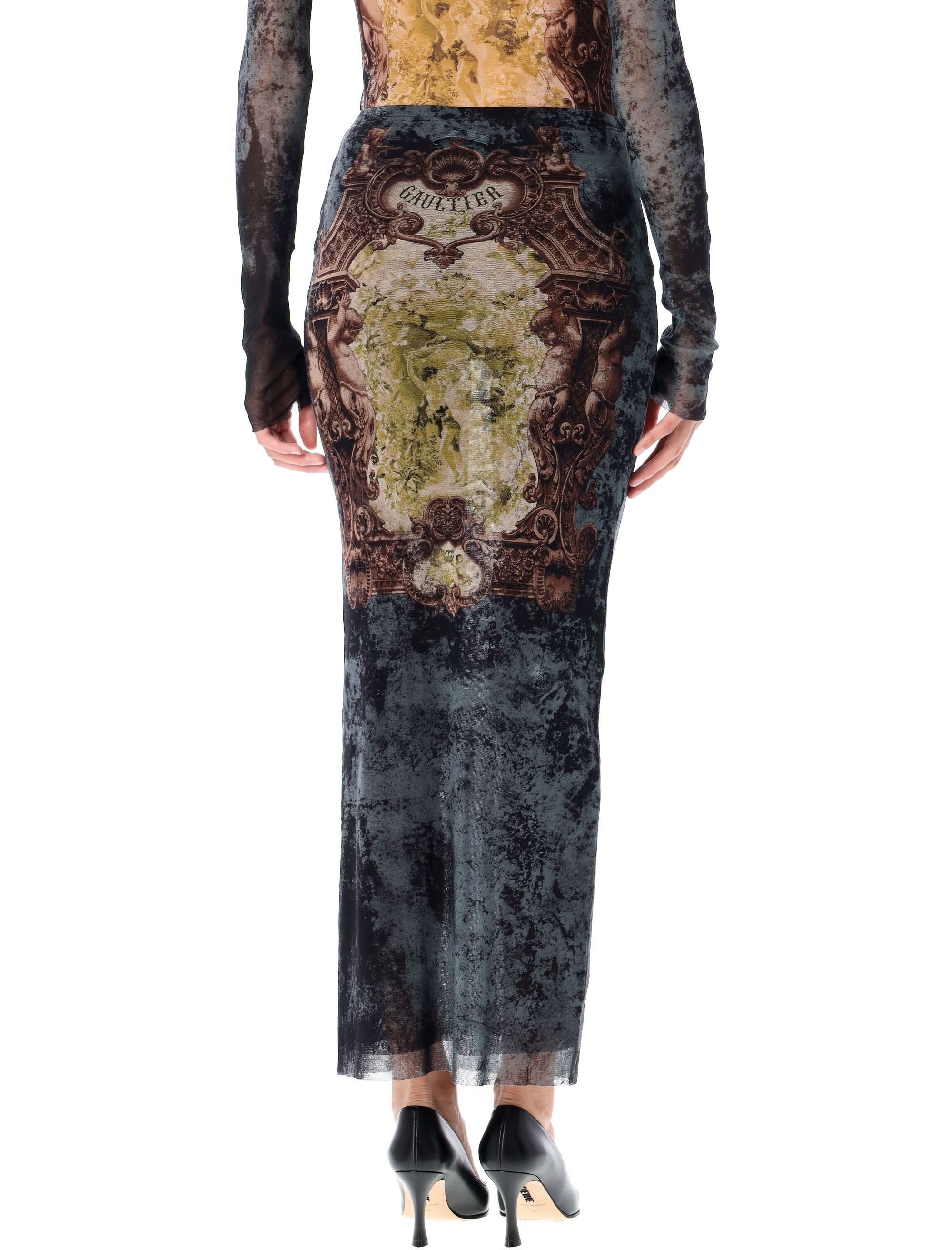 The Long Médaillon skirt Black Blue Green Polyamide