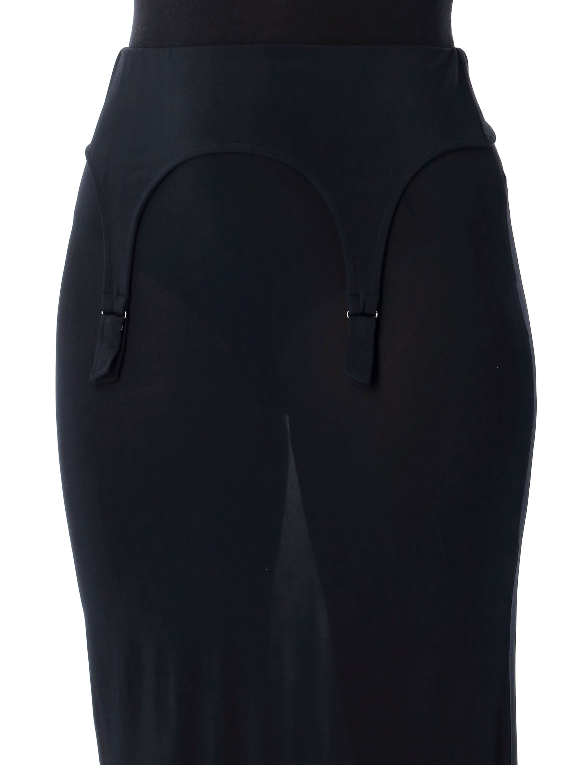 Jean Paul Gaultier long sheer skirt with lingerie details Dark Navy Rayon Viscose Crepe