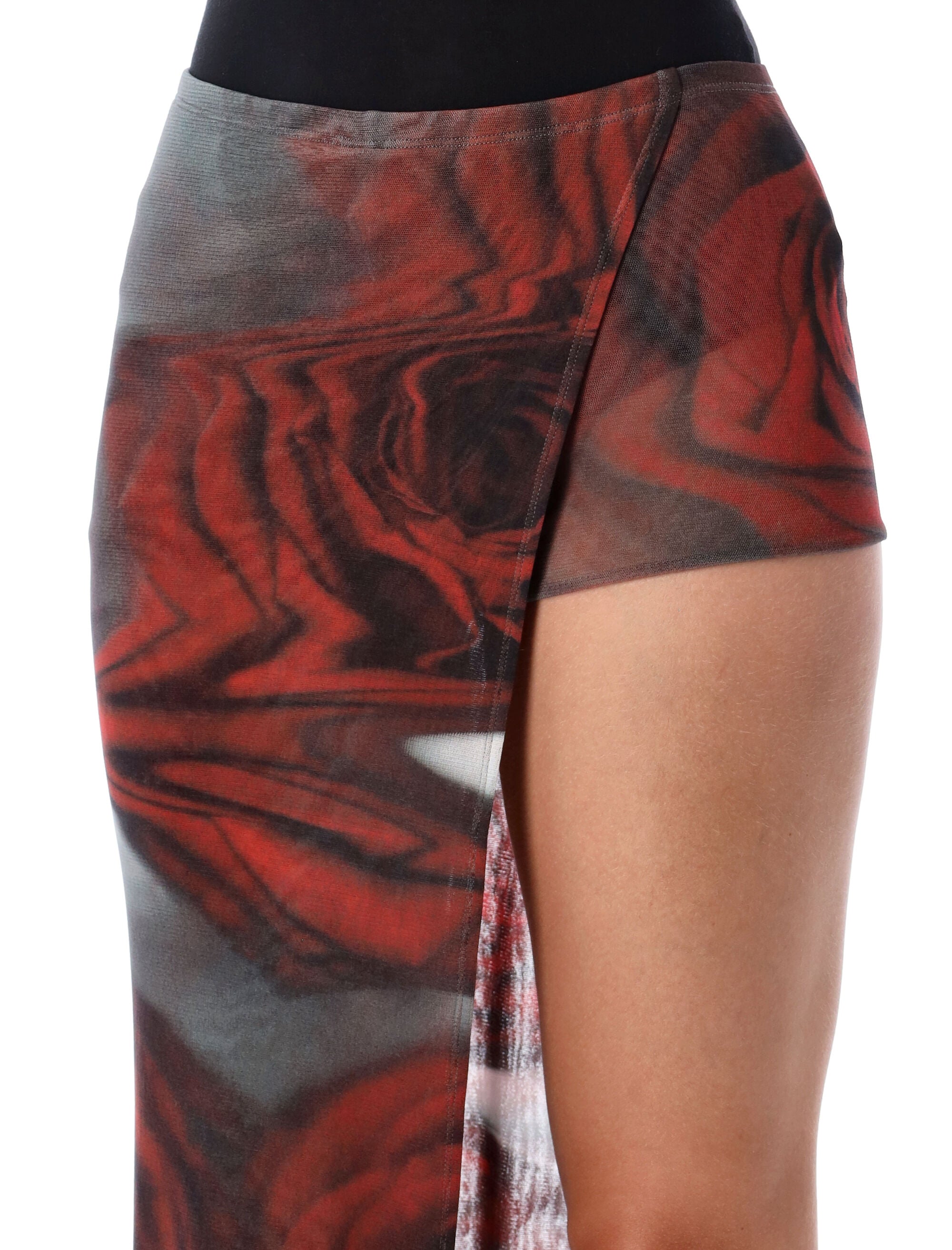 Jean Paul Gaultier Red Blurry Roses tulle skort White Polyamide Lining Skirt