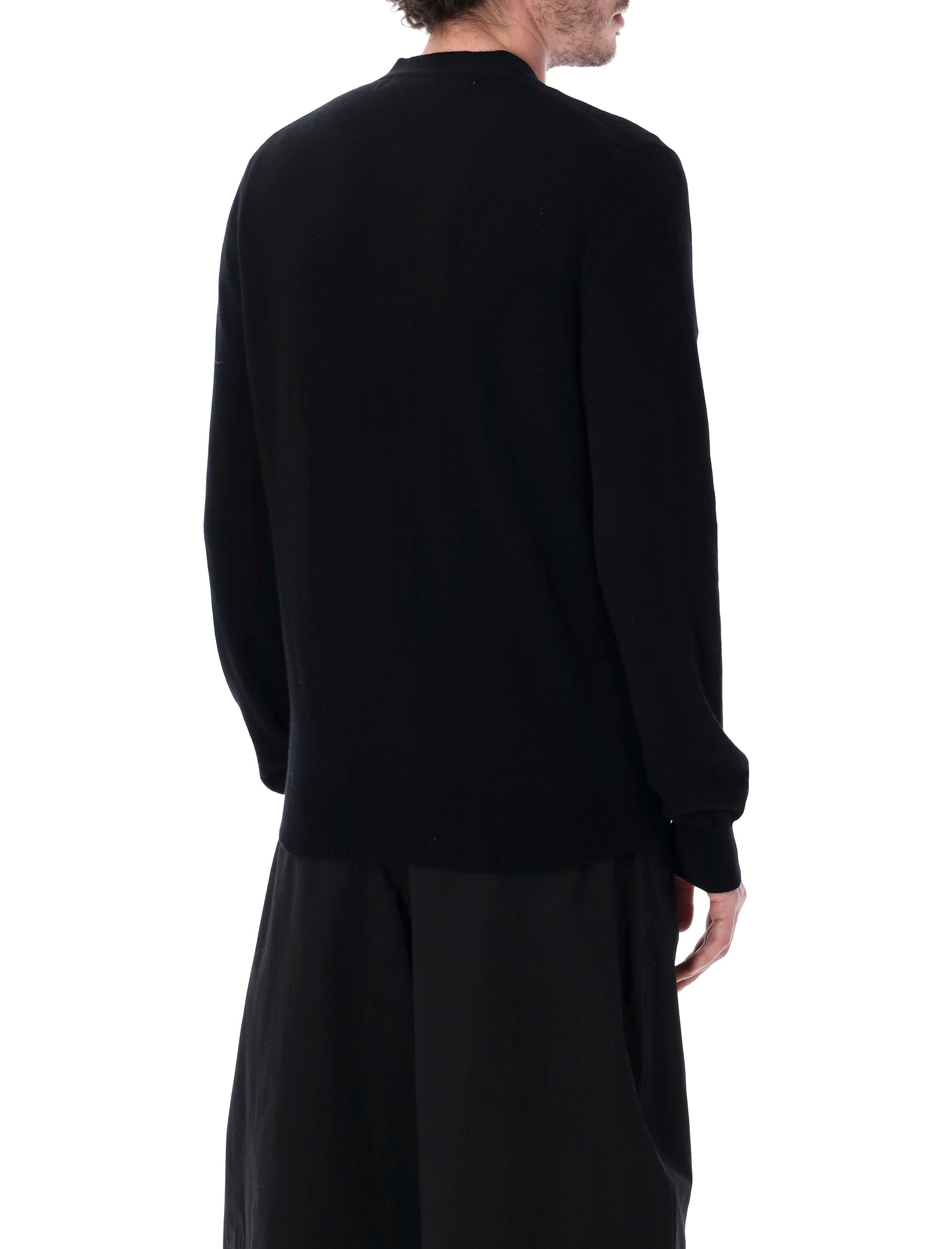Comme Des Garçons Play Red Heart V-Neck Cardigan Black Wool
