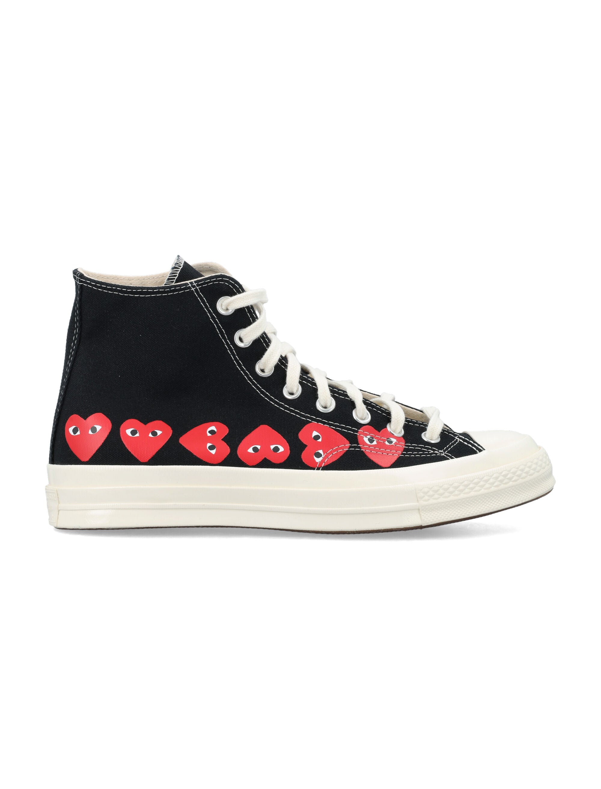Multi heart hi top Black Cotton Sole Sneaker