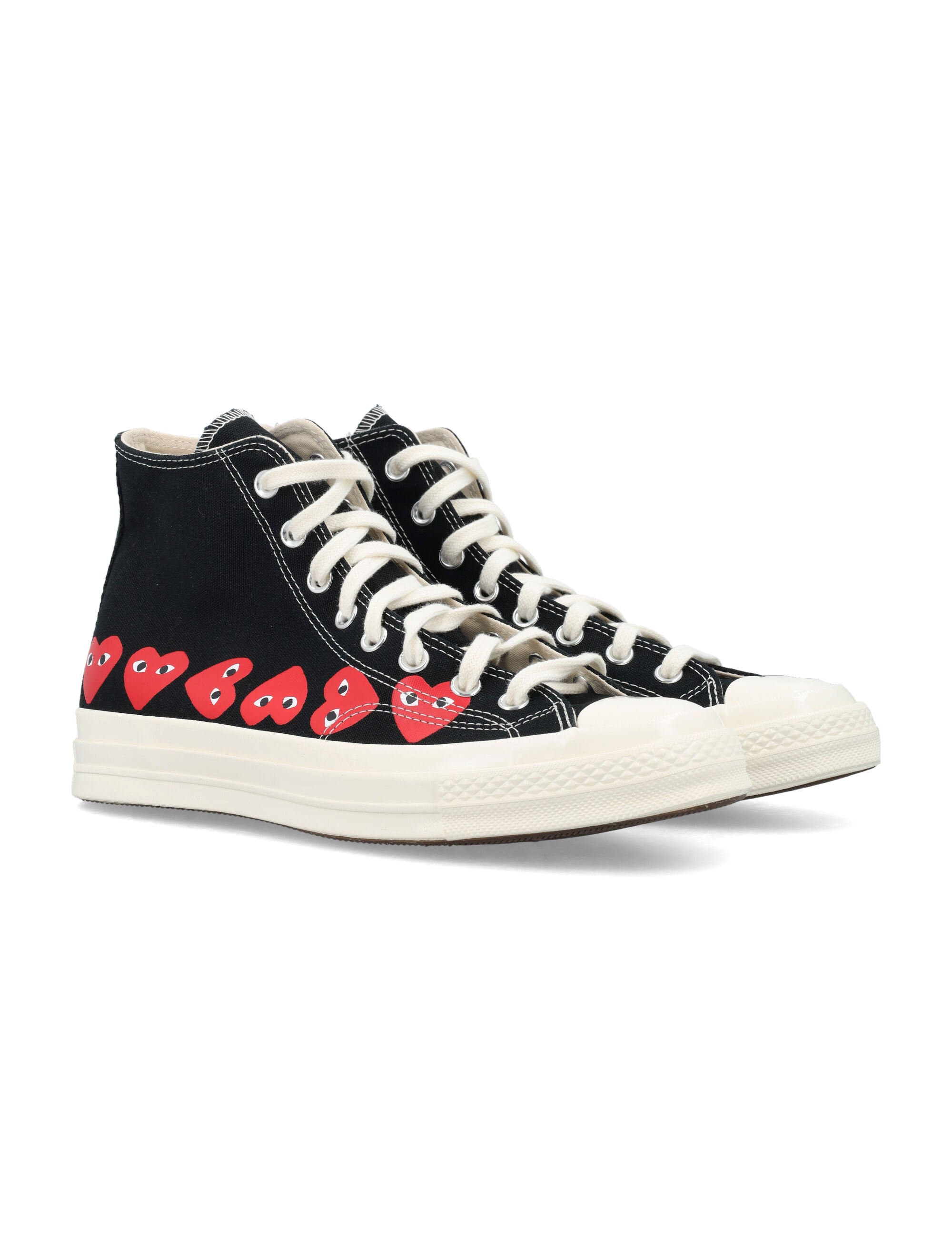 Multi heart hi top Black Cotton Sole Sneaker