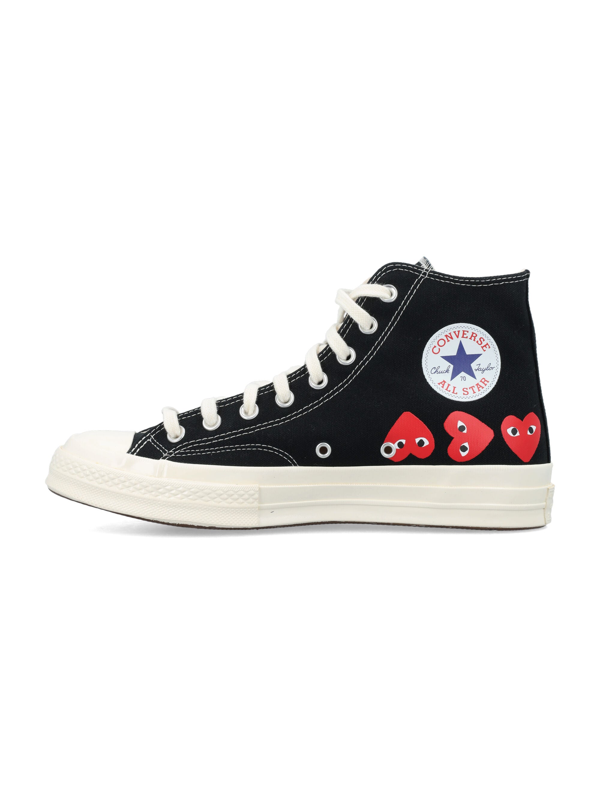 Multi heart hi top Black Cotton Sole Sneaker