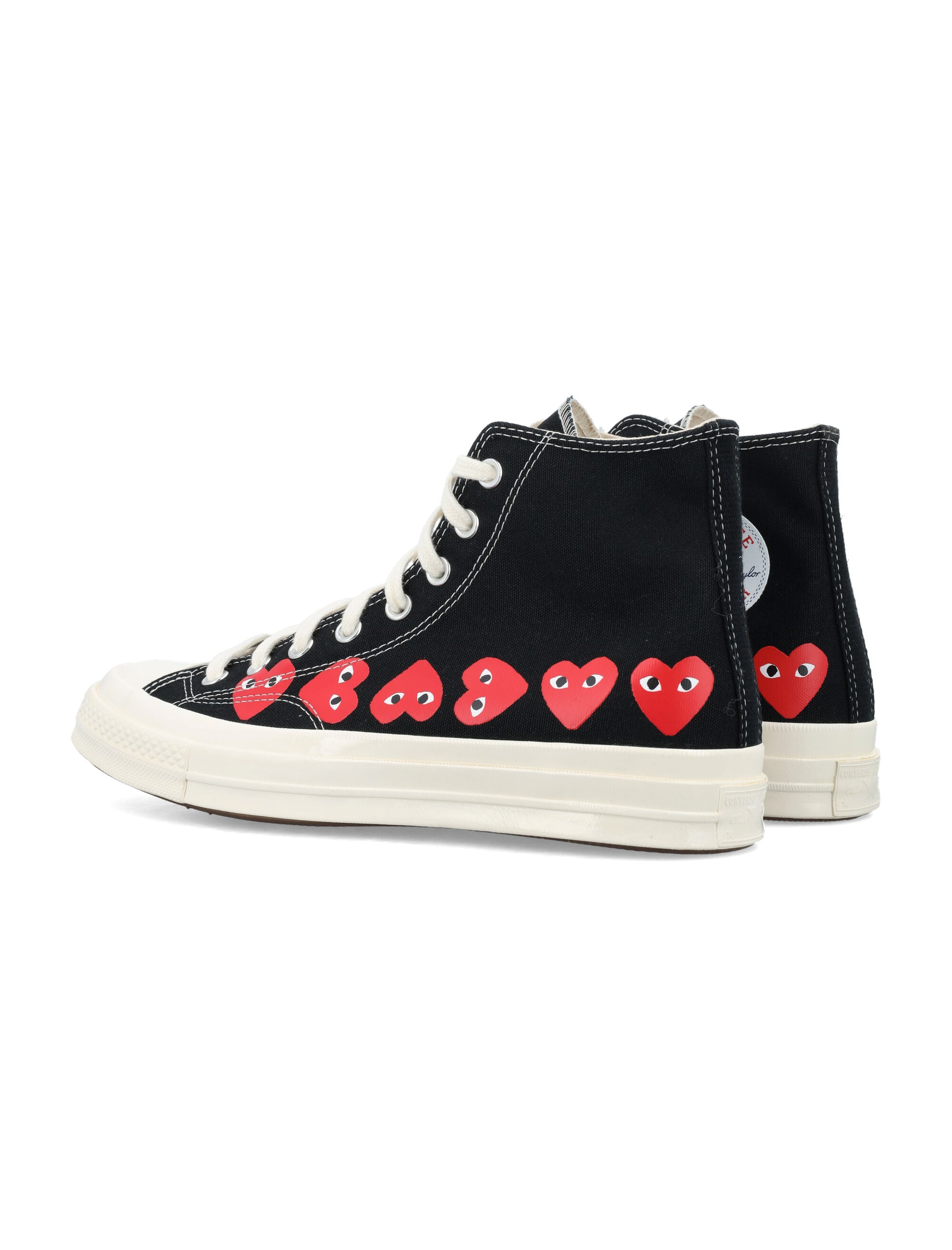 Multi heart hi top Black Cotton Sole Sneaker