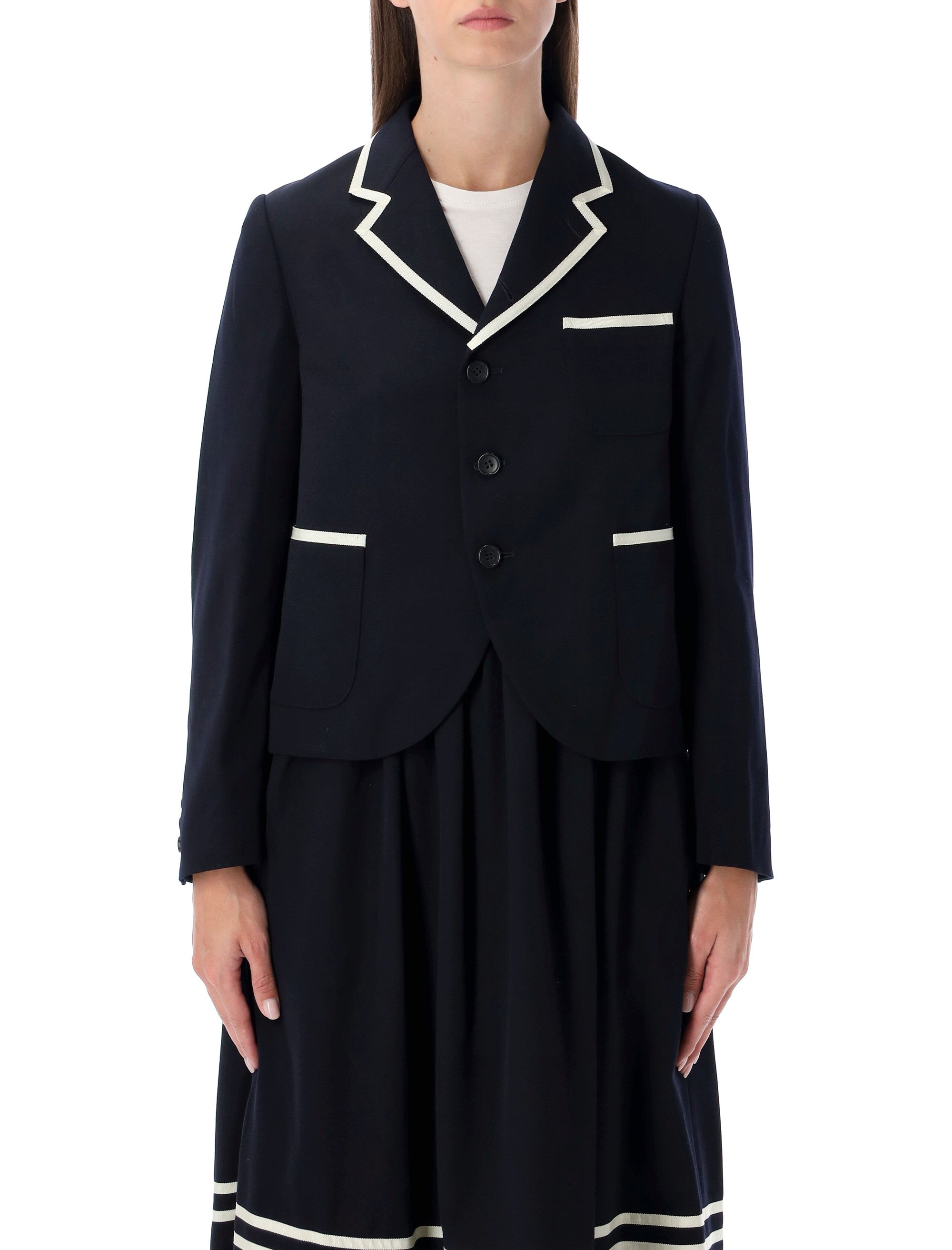 Comme des Garçons Girl wool blazer with contrast trim Navy Lining
