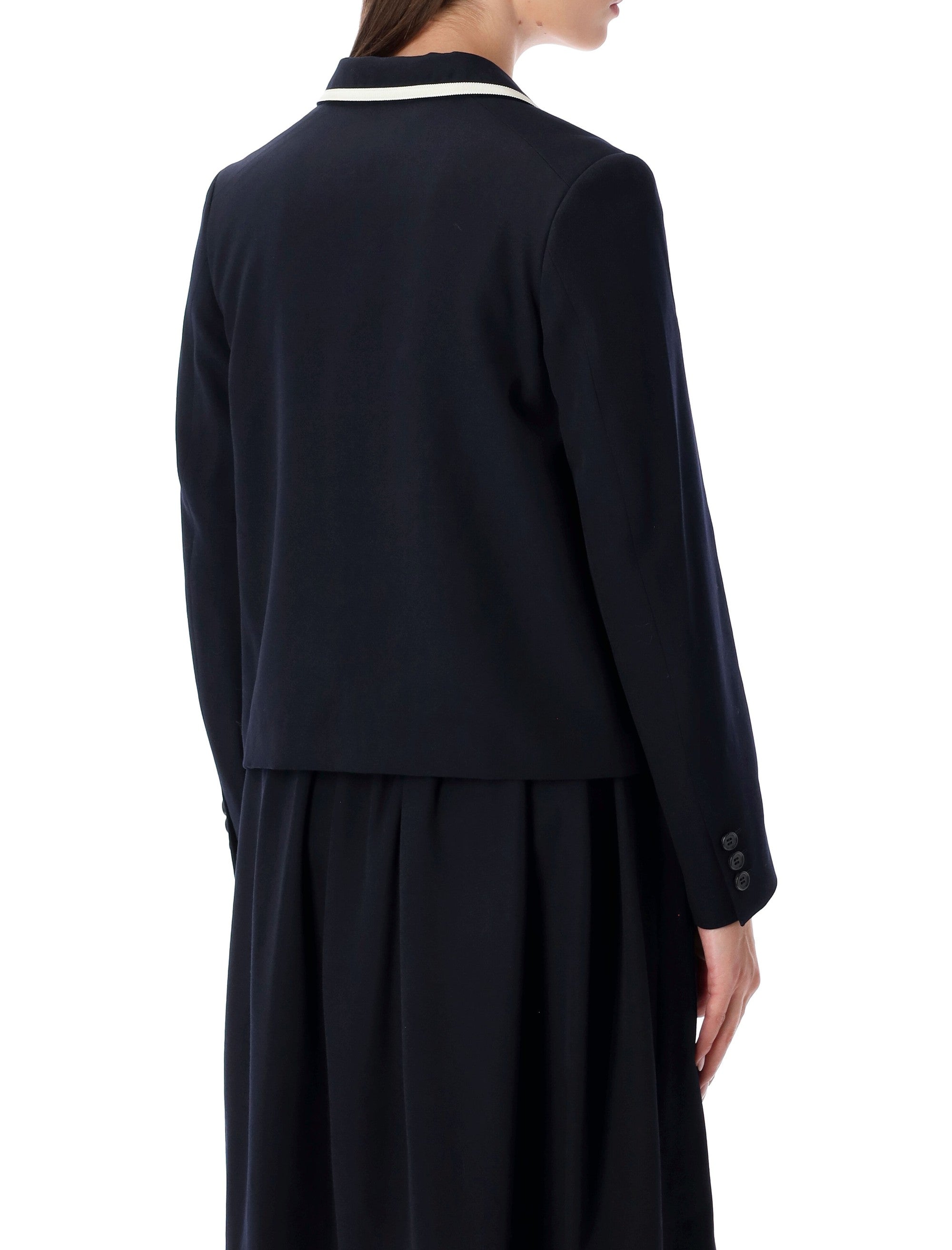 Comme des Garçons Girl wool blazer with contrast trim Navy Lining
