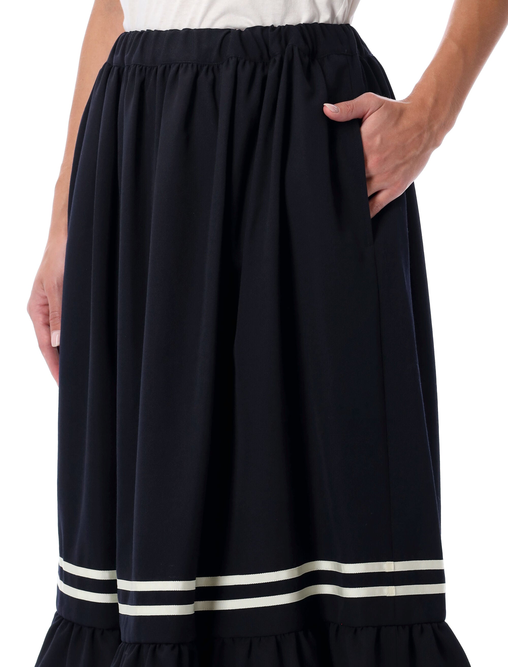 Comme des Garçons Girl wool midi skirt Navy Tape