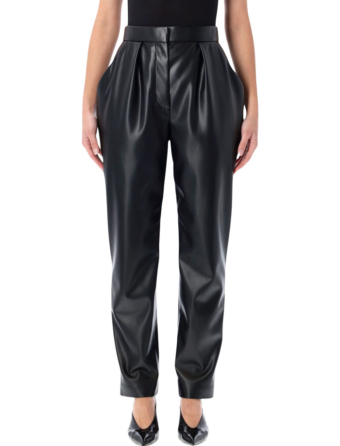 Balmain high-waisted faux leather trousers Black Polyester Pant
