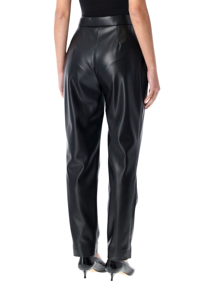 Balmain high-waisted faux leather trousers Black Polyester Pant