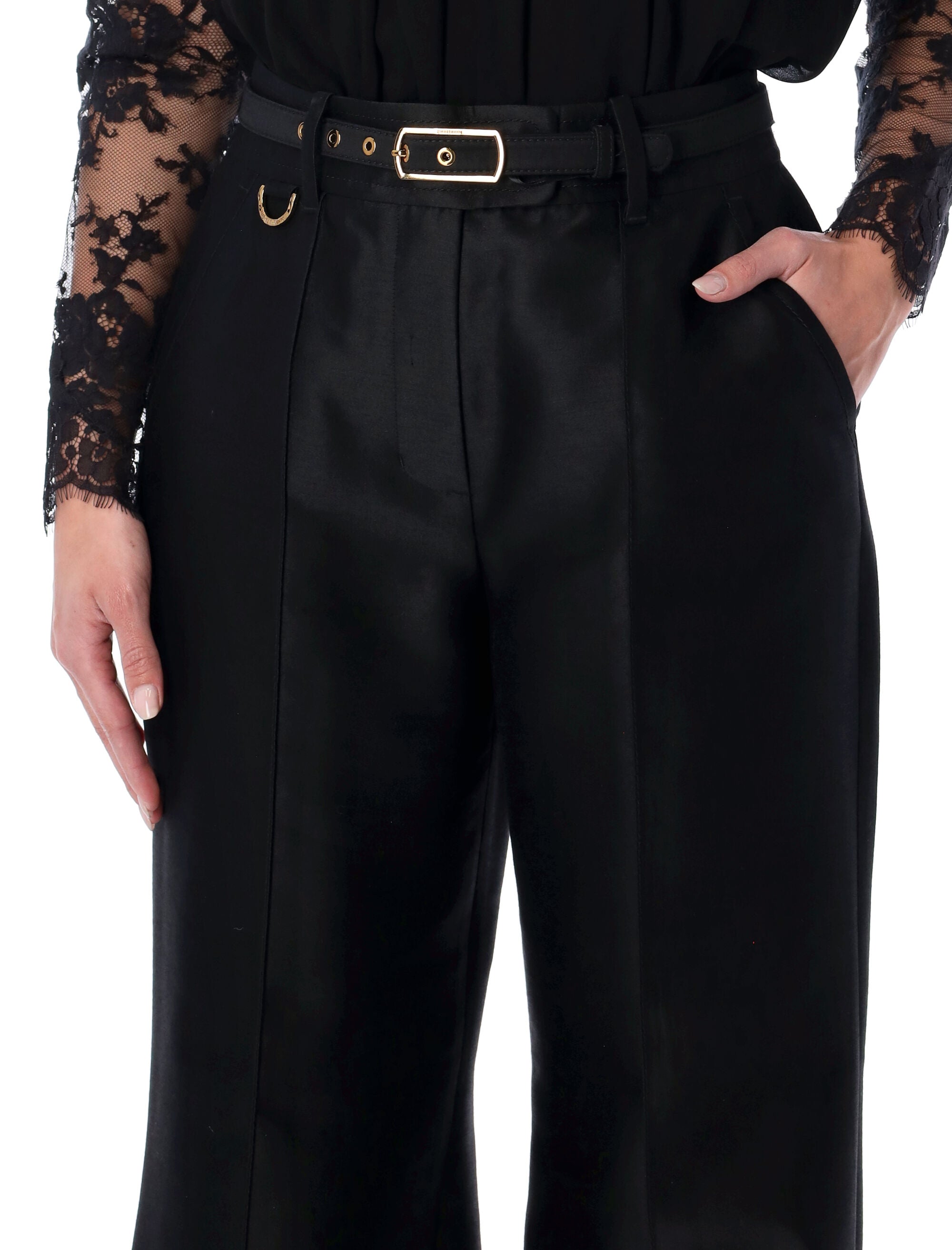 Zimmermann Hypnotic Wool Blend Flare Pants Black