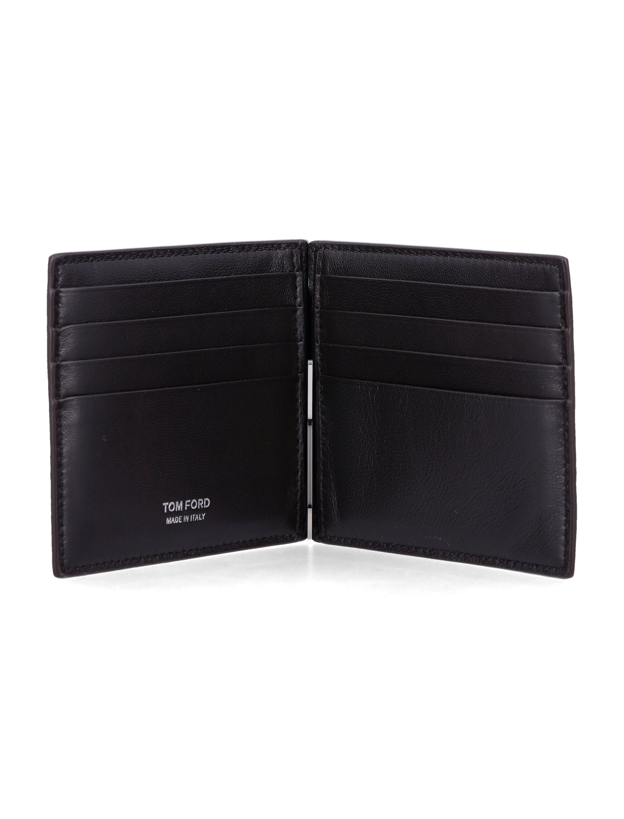 Tom Ford Croc-Embossed Leather Money Clip Wallet Espresso