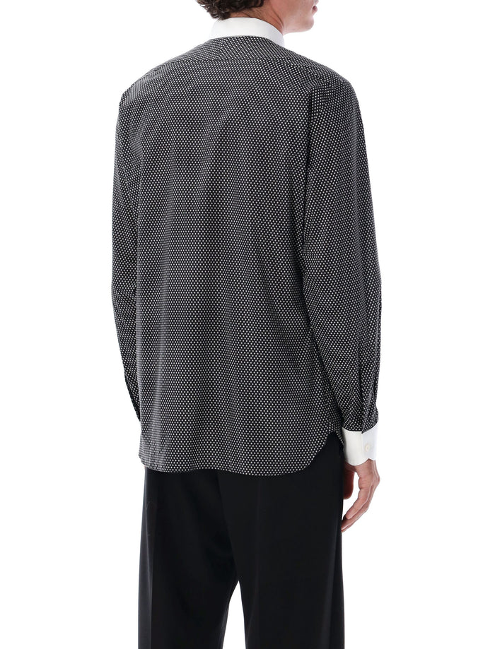 Tom Ford cotton shirt with diamond print and contrast white collar Black