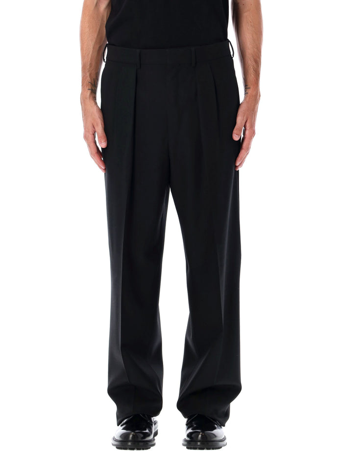 Tom Ford Wide Wool Double-Pleat Trousers Black Pant