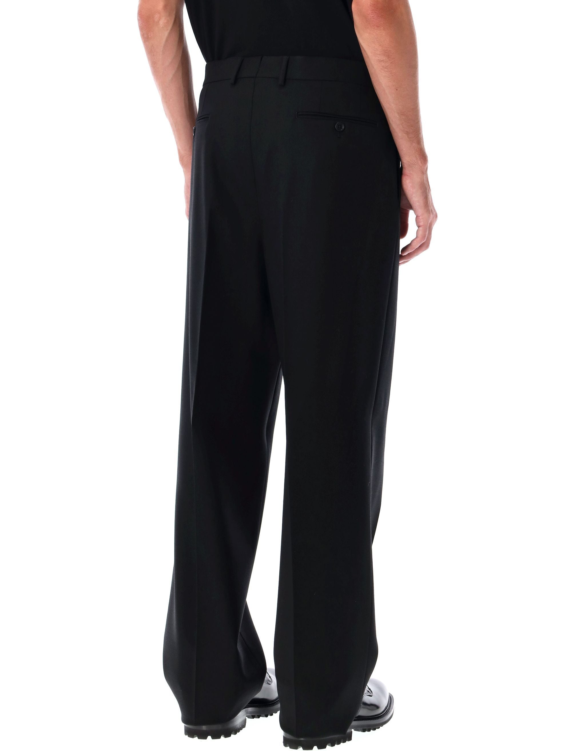 Tom Ford Wide Wool Double-Pleat Trousers Black Pant