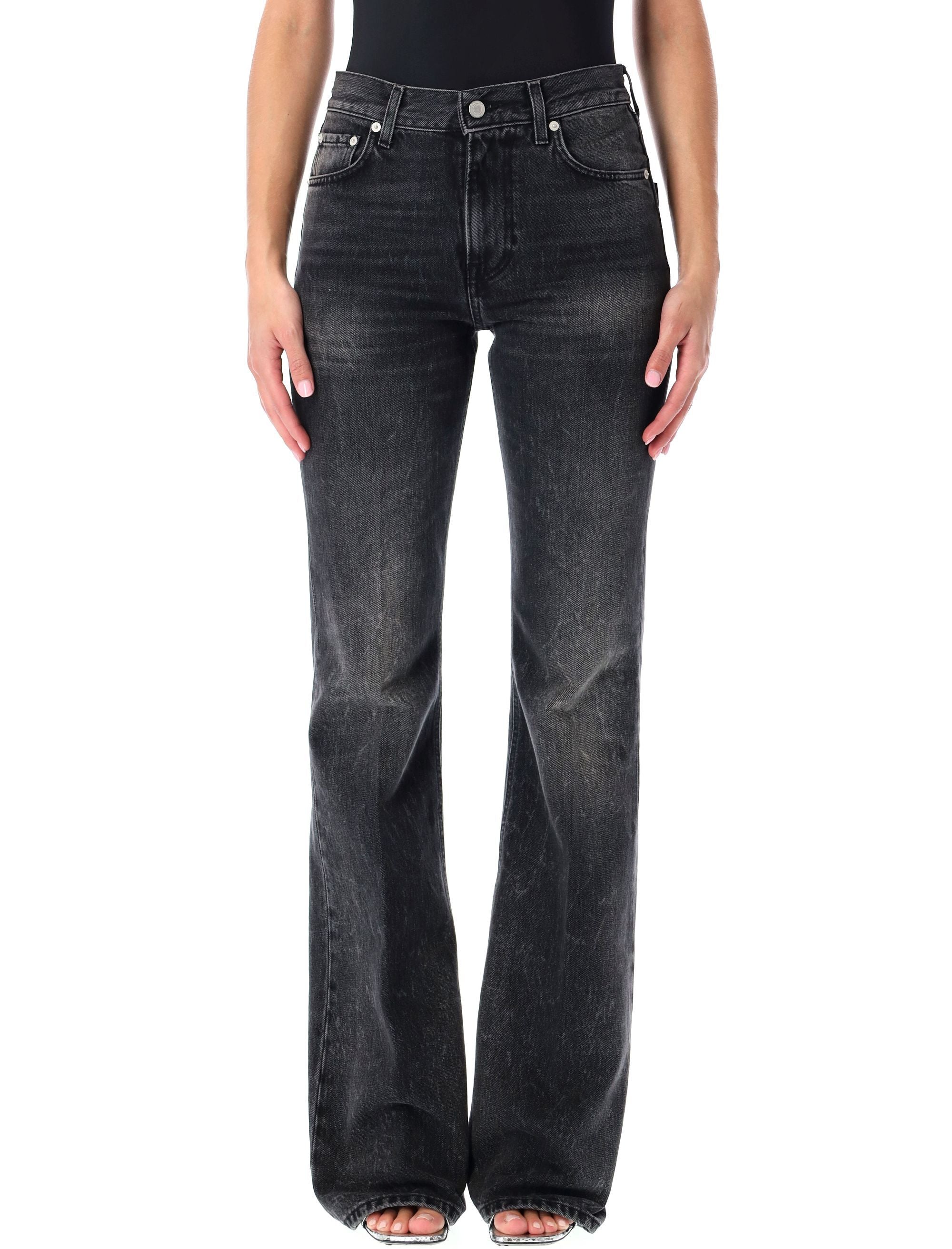 Haikure Flora Flared Black Jeans Authentic Wash Cotton