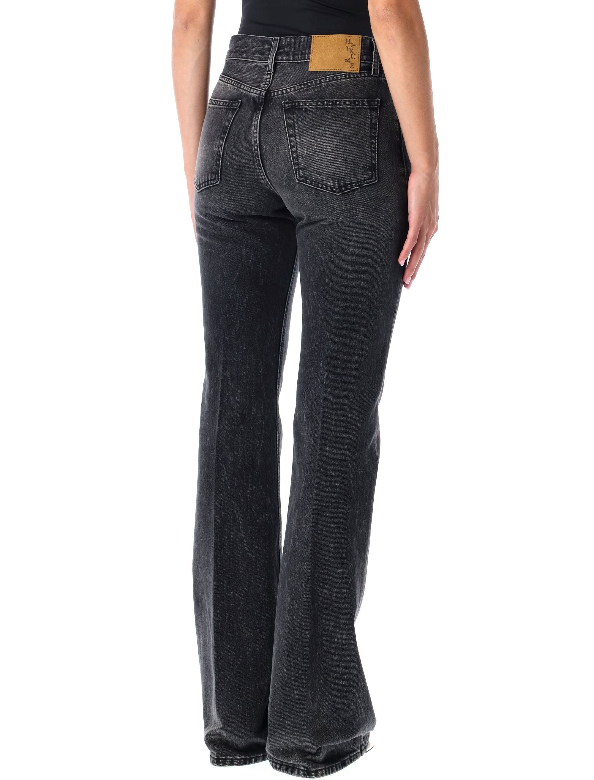 Haikure Flora Flared Black Jeans Authentic Wash Cotton
