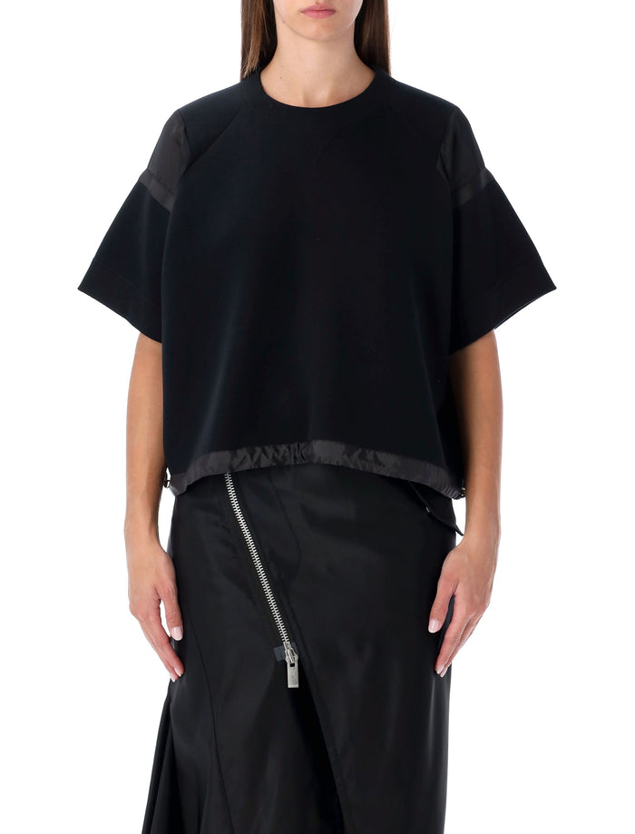 Sacai oversized technical cotton t-shirt with adjustable drawstring hem Black Tshirt
