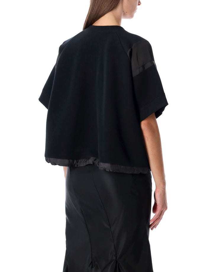 Sacai oversized technical cotton t-shirt with adjustable drawstring hem Black Tshirt