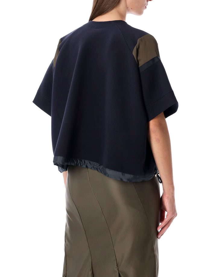 Sacai oversized technical cotton t-shirt with adjustable drawstring hem Navy Dark Khaki Tshirt