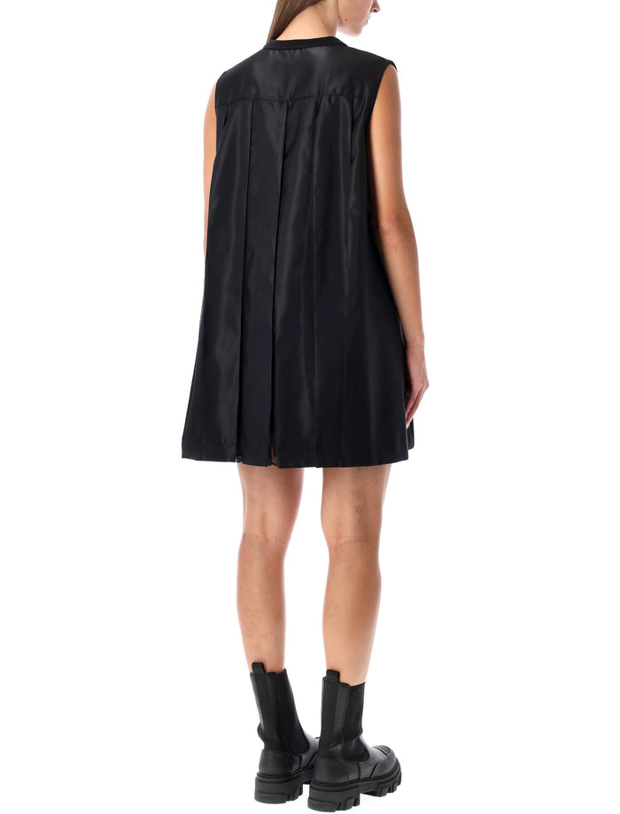 Sacai short dress with contrasting pleated back Black Cotton