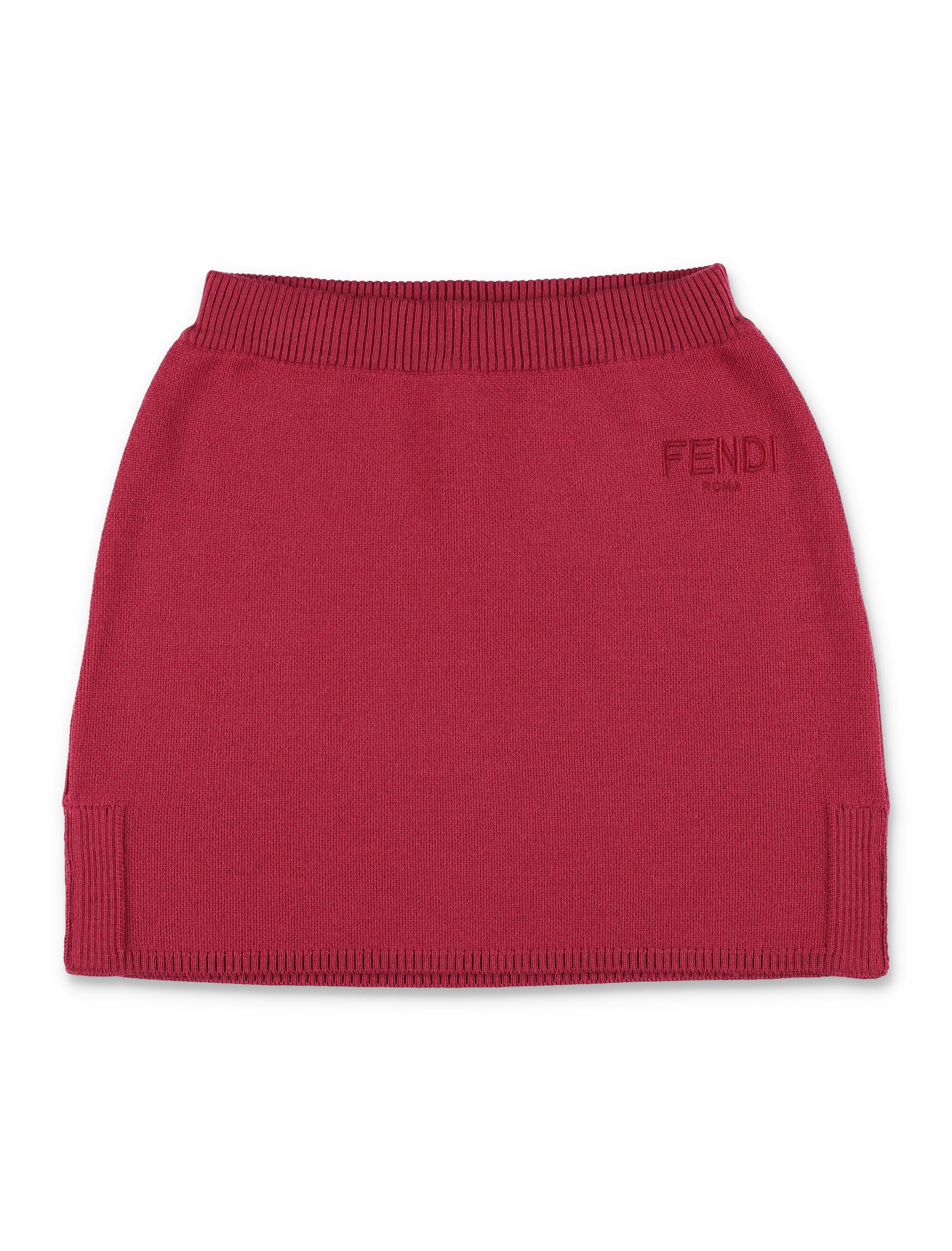 Fendi Kids burgundy knit skirt Marsala Virgin Wool