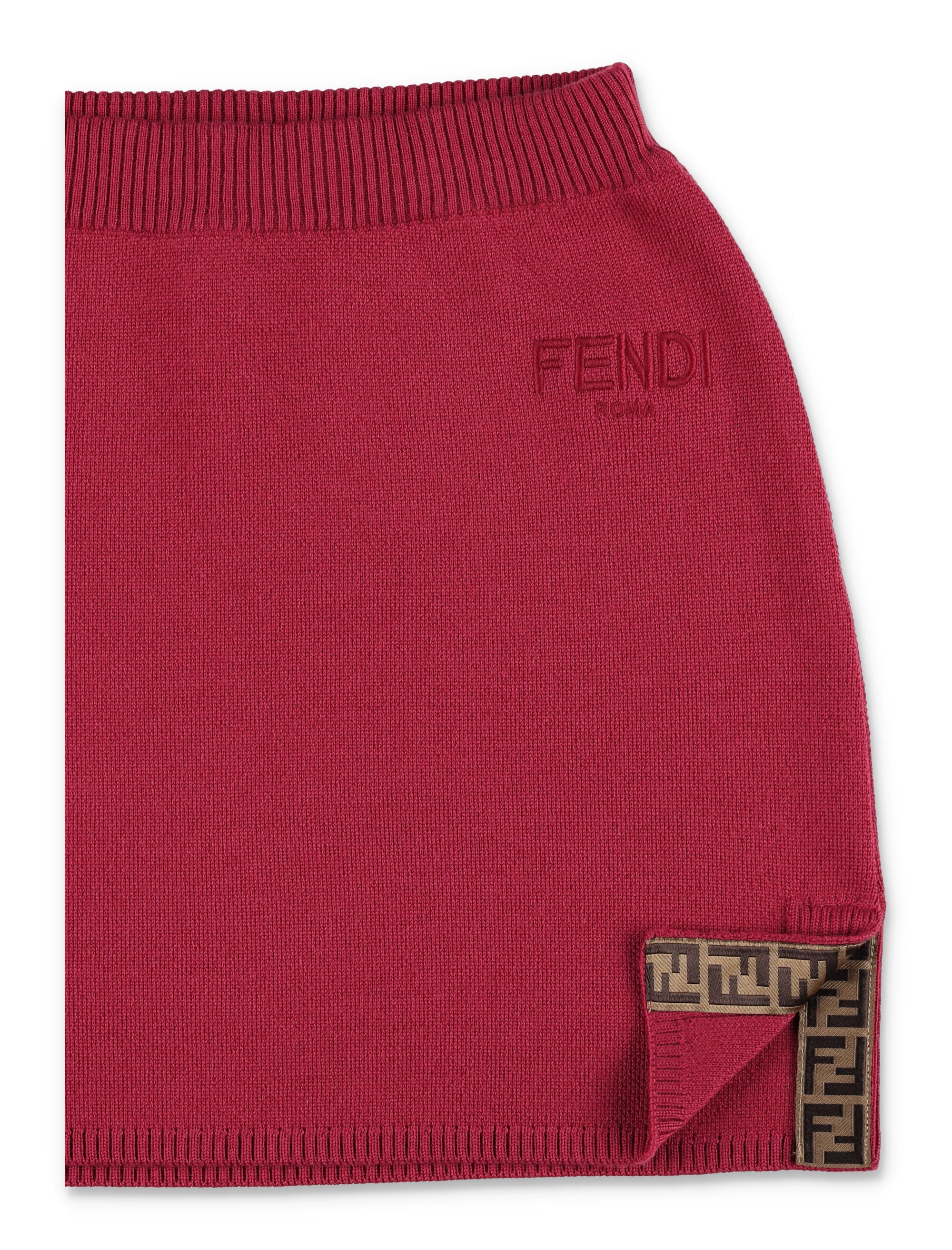 Fendi Kids burgundy knit skirt Marsala Virgin Wool