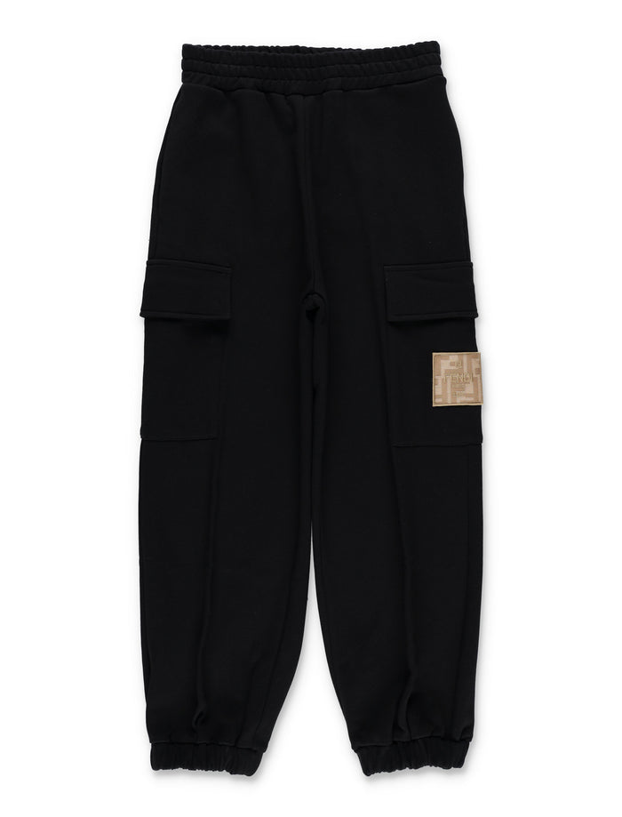 Fendi Kids black jogger pants with FF logo Cotton