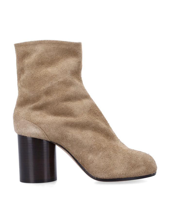 Maison Margiela beige suede Tabi ankle boots with cylindrical heel Corn Brown Upper