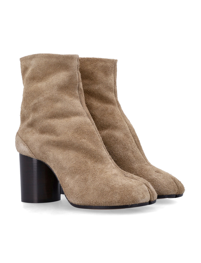 Maison Margiela beige suede Tabi ankle boots with cylindrical heel Corn Brown Upper