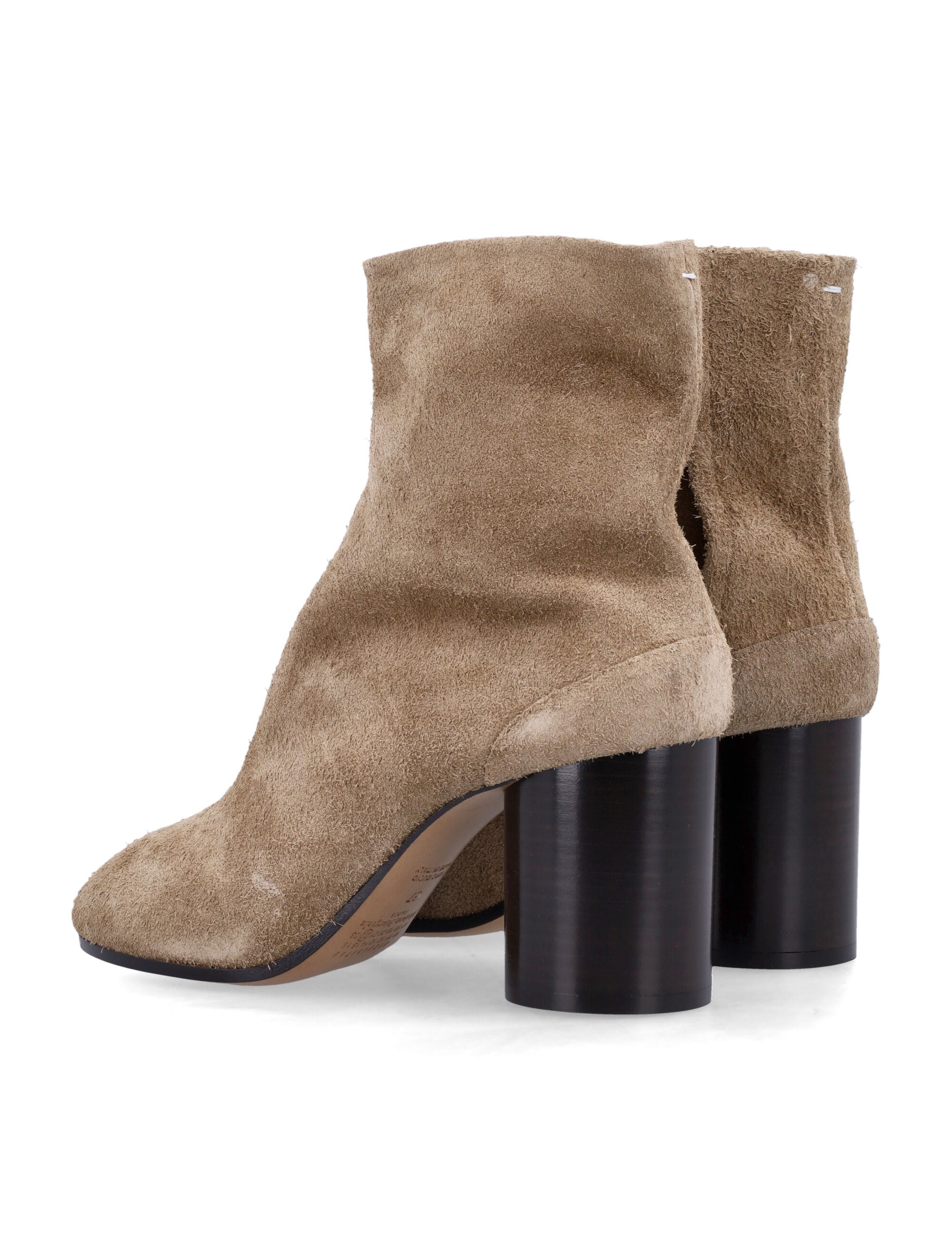 Maison Margiela beige suede Tabi ankle boots with cylindrical heel Corn Brown Upper