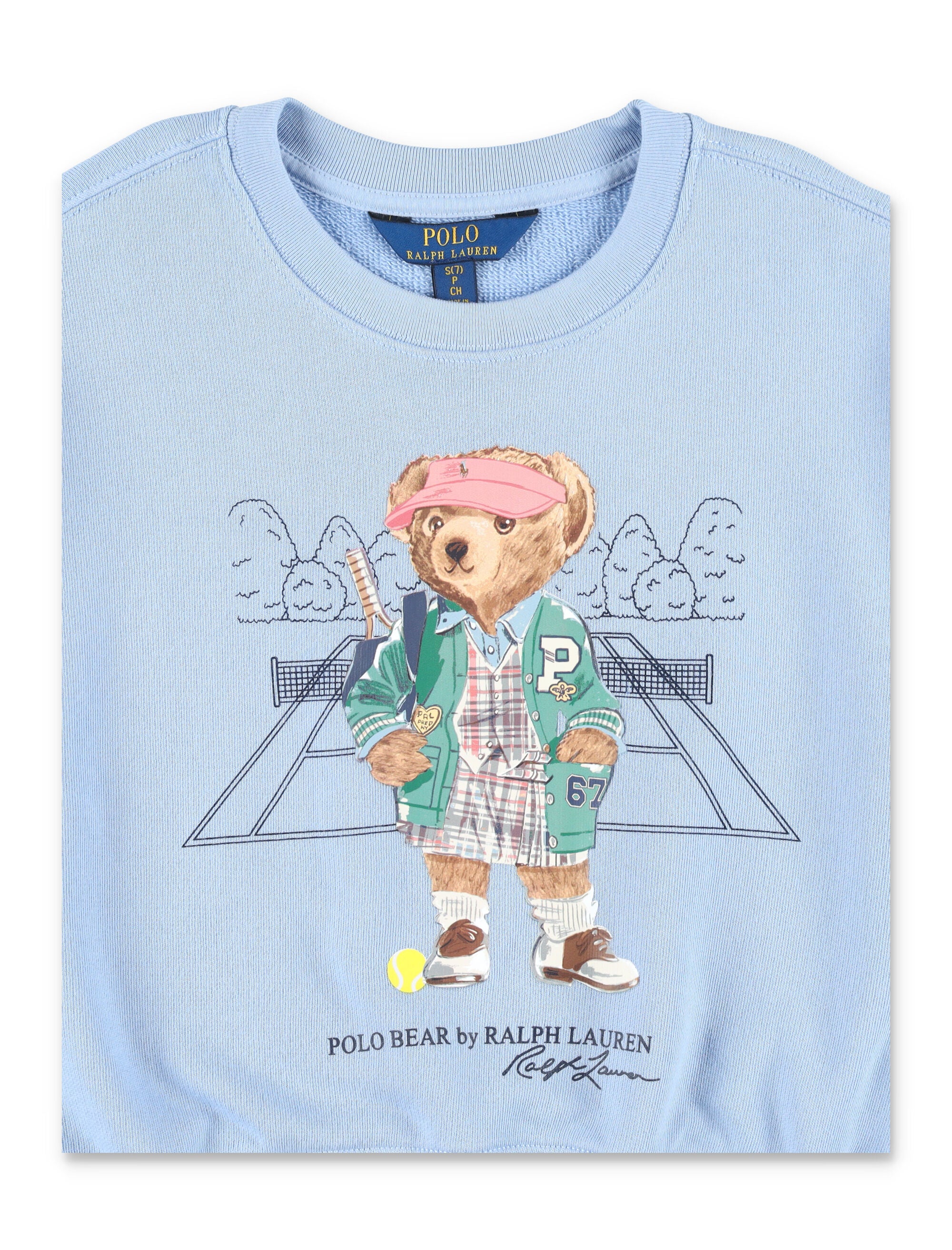 Kid - Polo Bear terry sweatshirt Blue Cotton