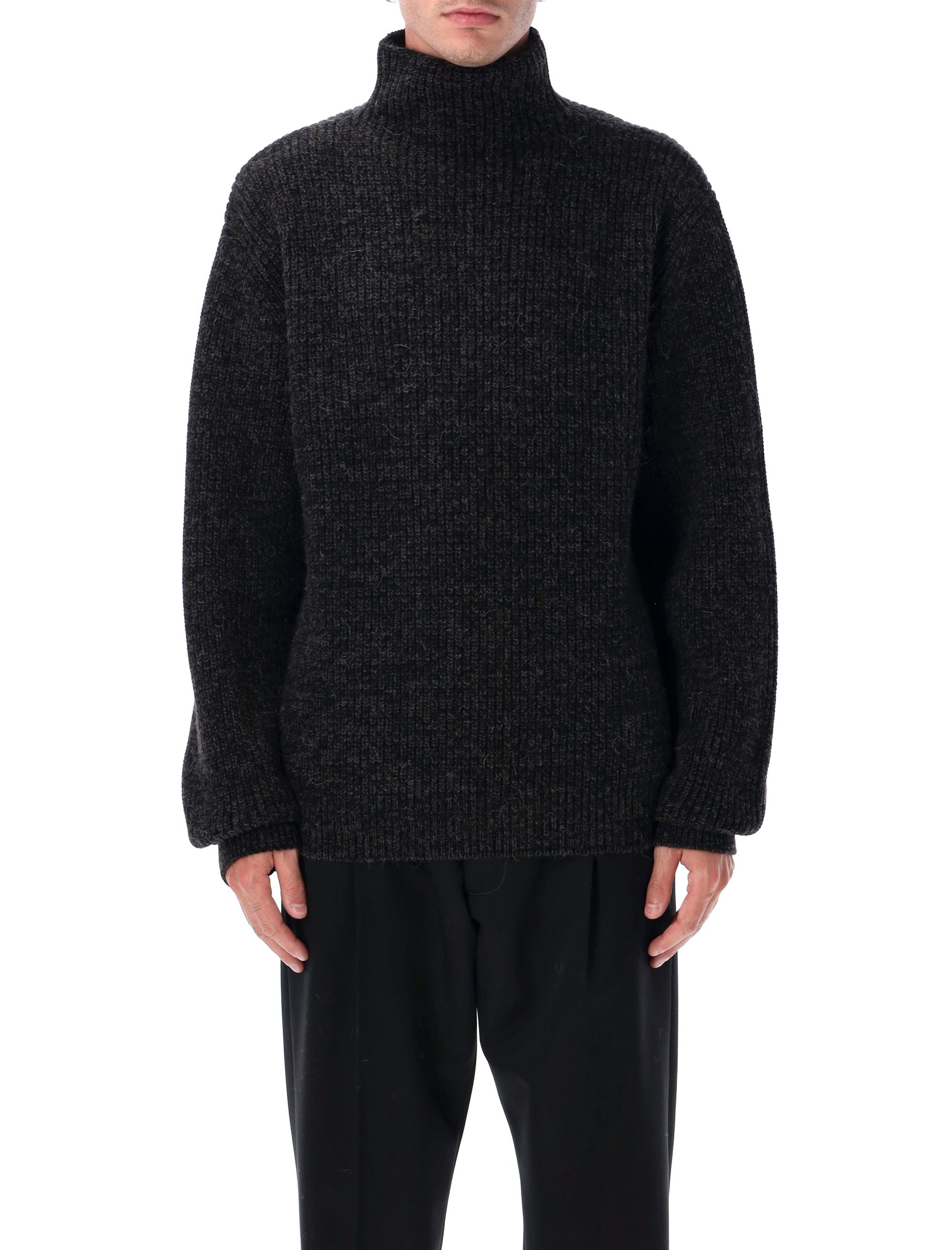 Lemaire Yak Alpaca High Neck Sweater Black Mink