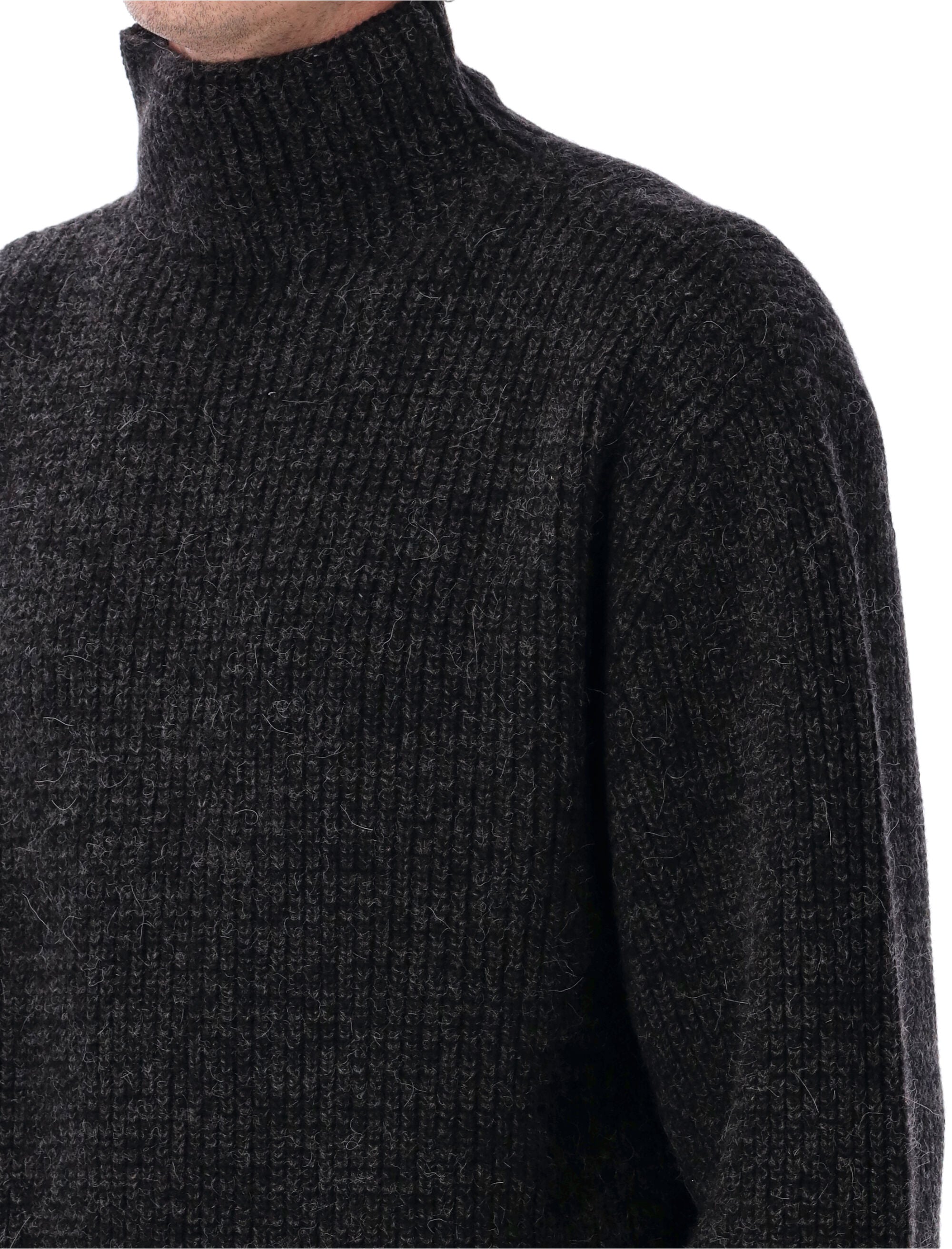 Lemaire Yak Alpaca High Neck Sweater Black Mink