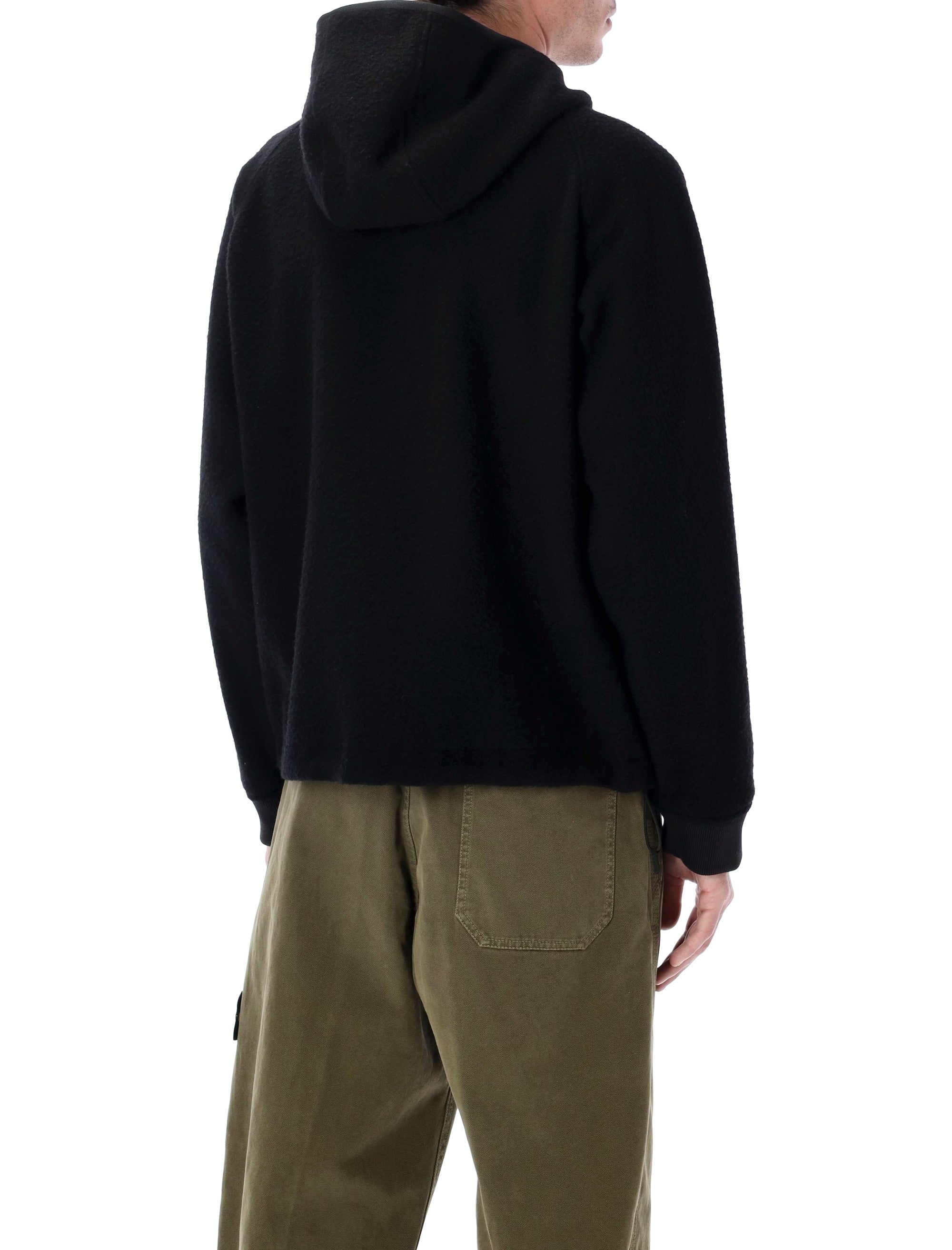 Stone Island hooded jacket in ratteened wool nylon Black Virgin