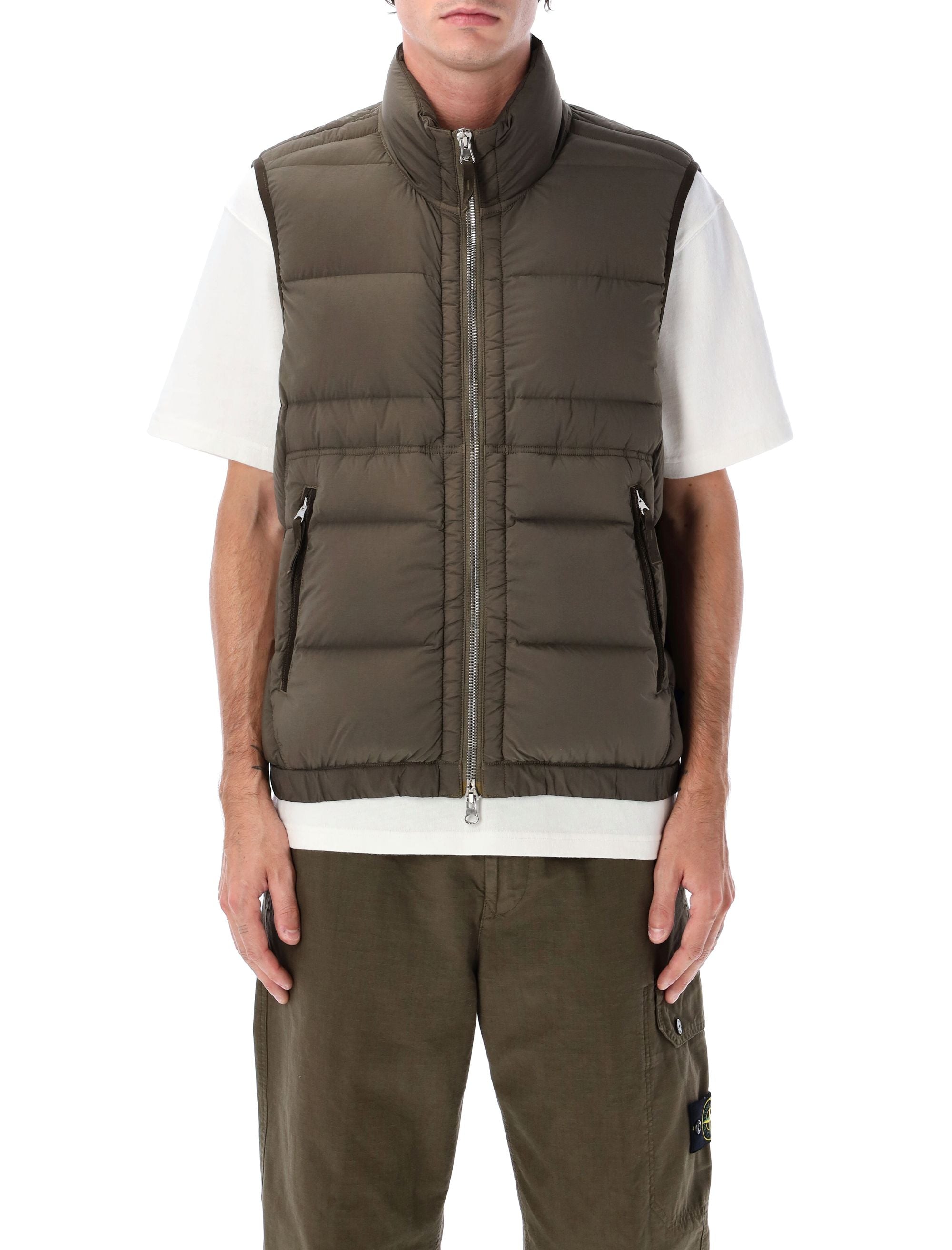 Stone Island Seamless Nylon Down Vest Military Green Polyamide Jacket