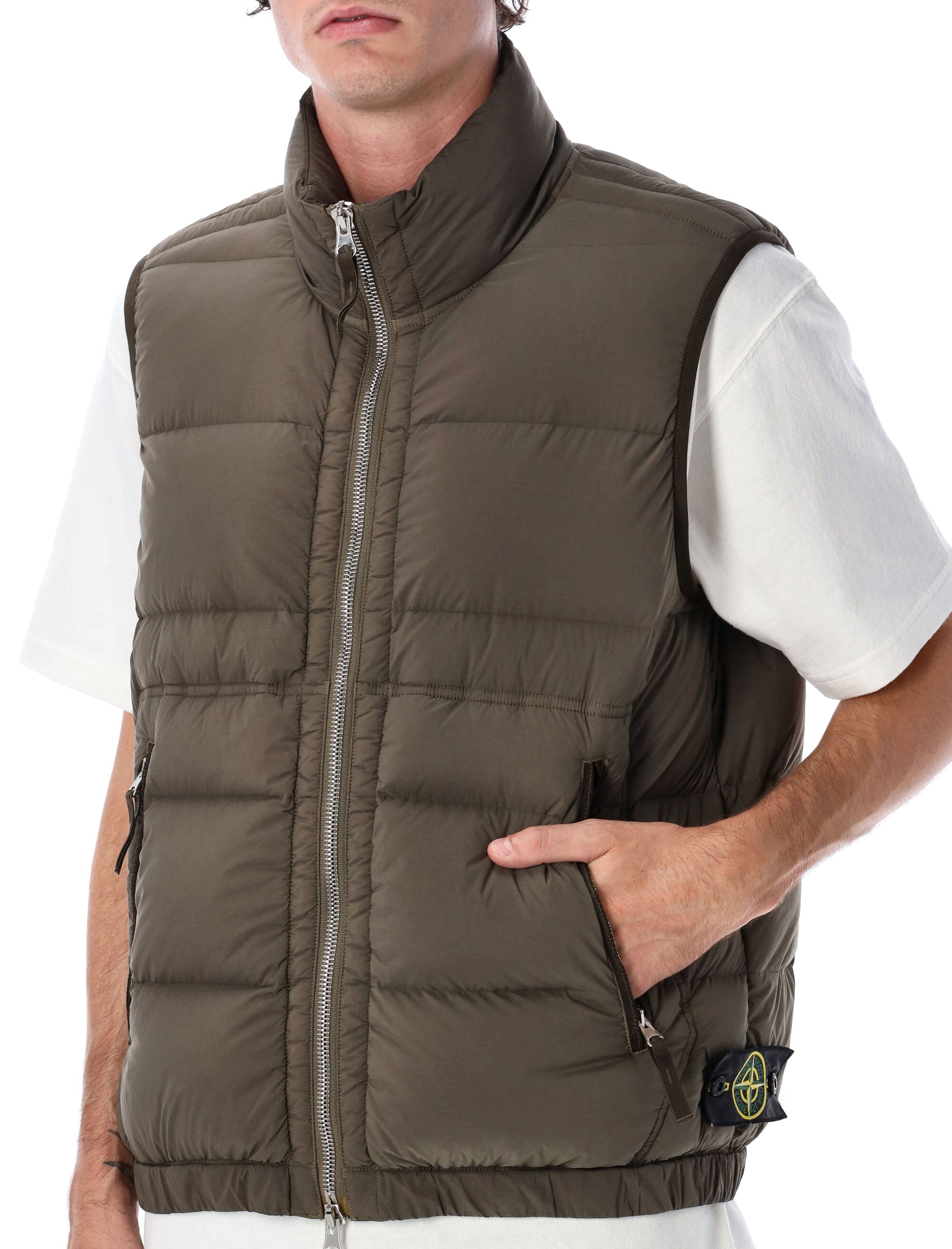 Stone Island Seamless Nylon Down Vest Military Green Polyamide Jacket