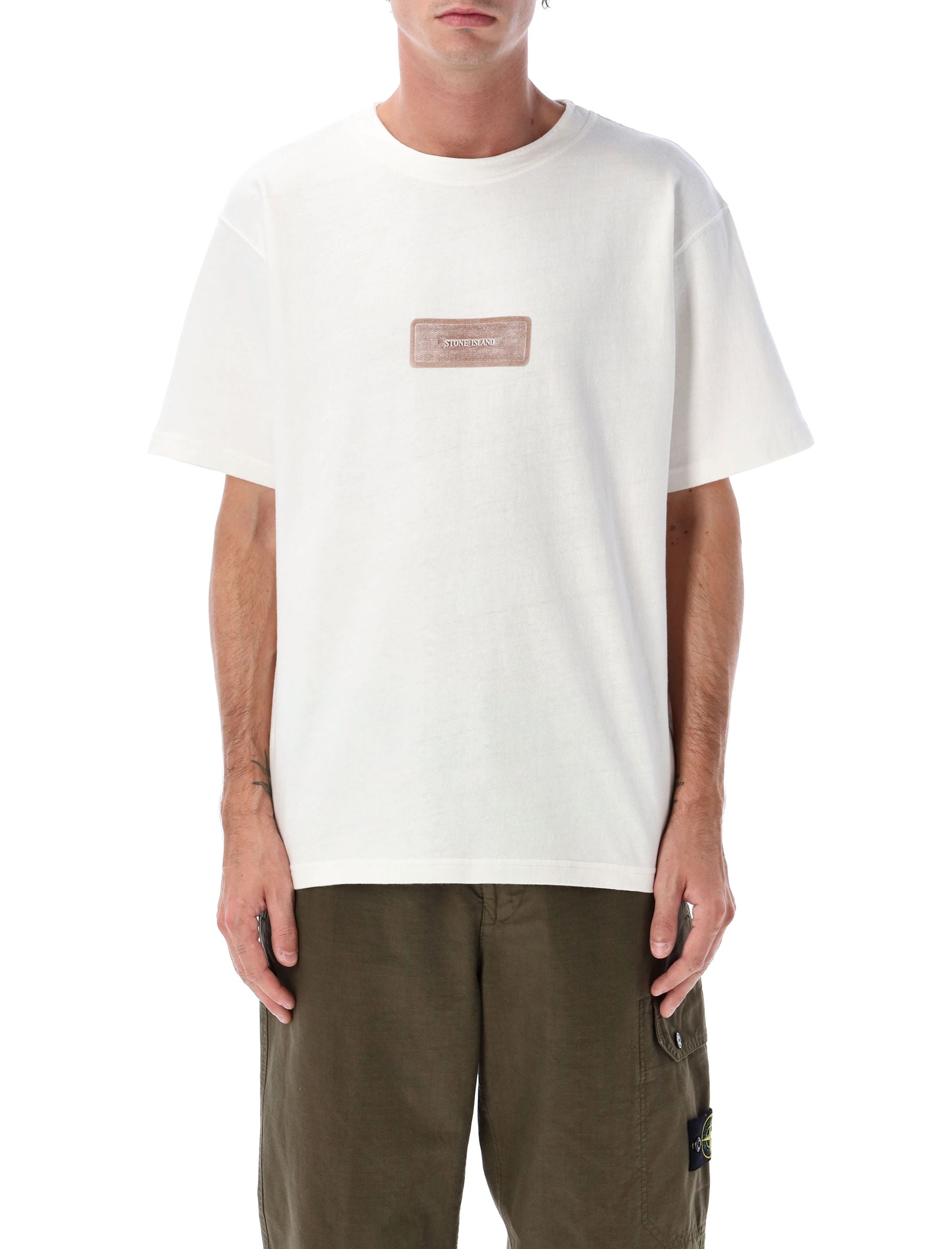 Stone Island Raw Beauty recycled cotton archive print t-shirt Natural