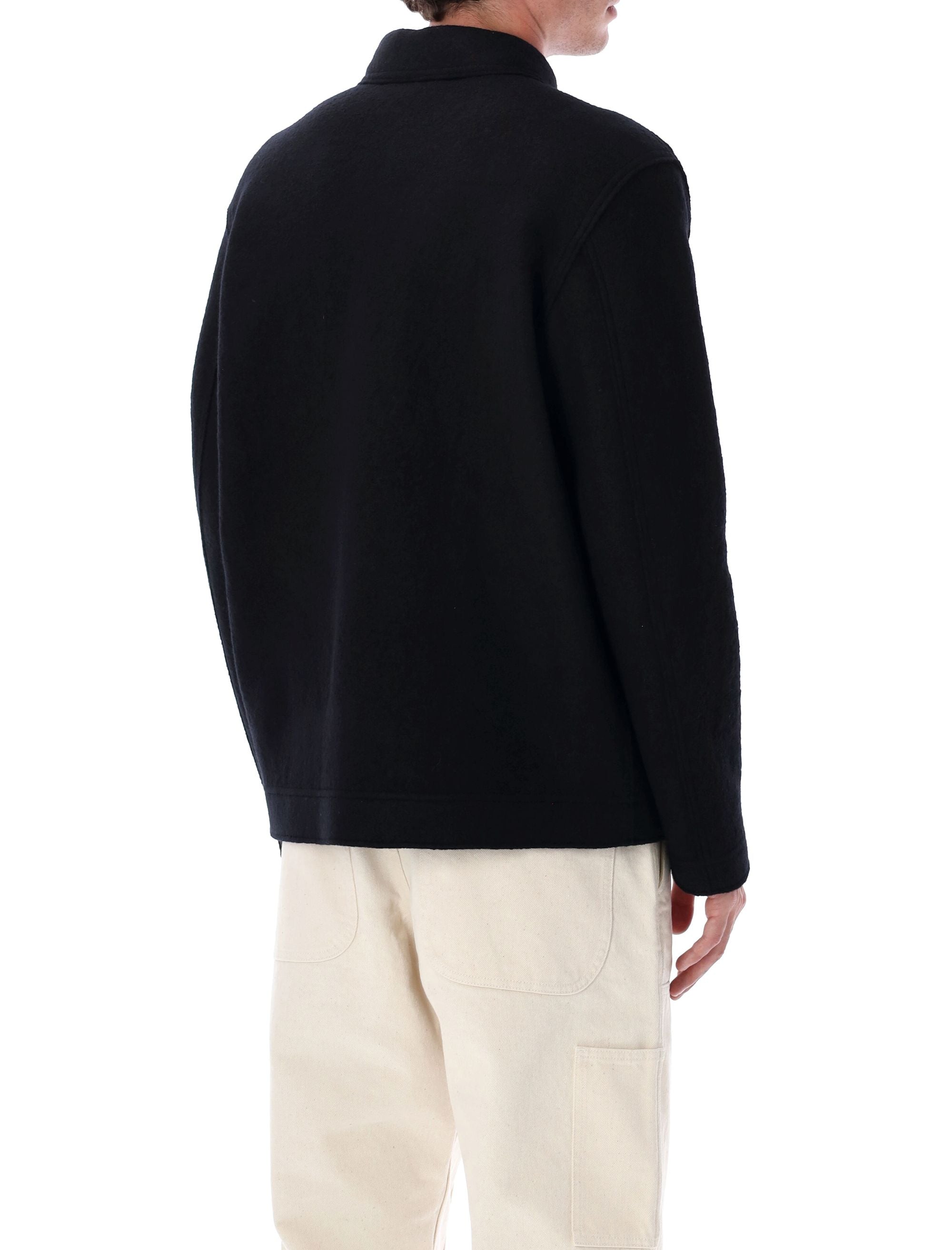 Stone Island Felted Wool Overshirt Black Virgin Jacket