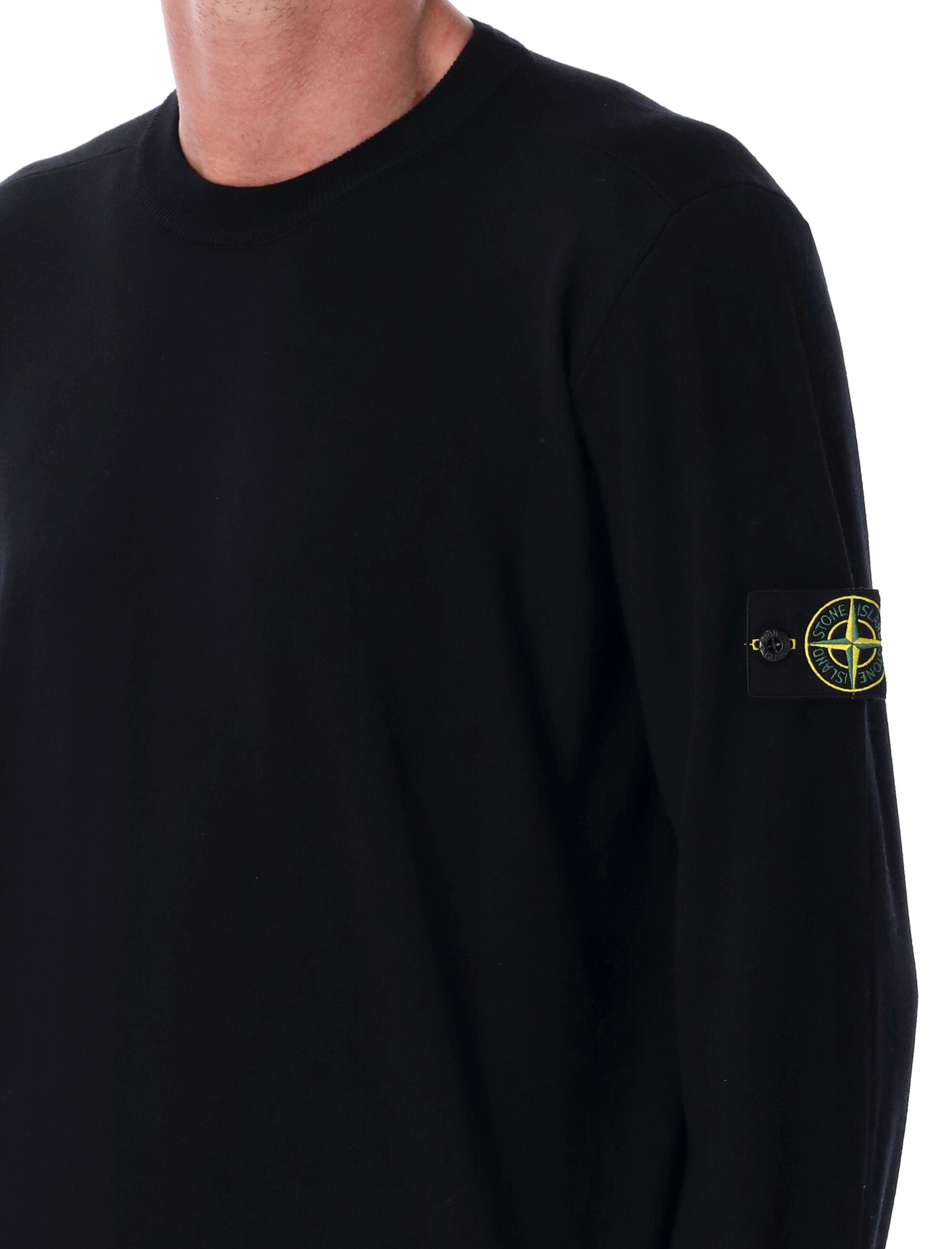Stone Island Wool Crewneck Jumper Black Virgin Sweater