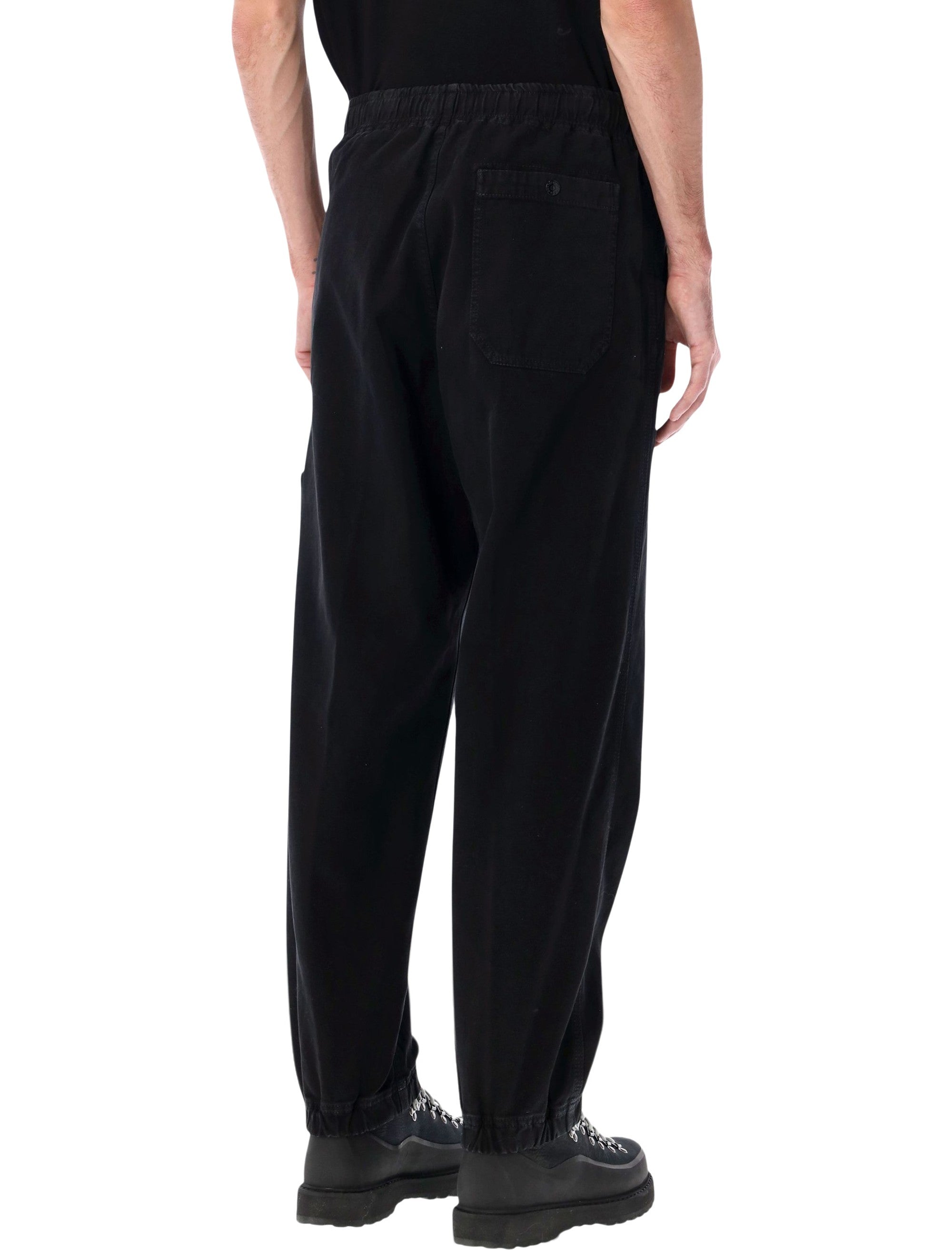 Stone Island organic Panama cotton Old effect jogger trousers Black Pant