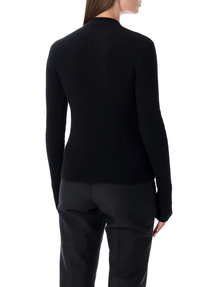Balmain black ribbed wool sweater with gold buttons Cashmere
