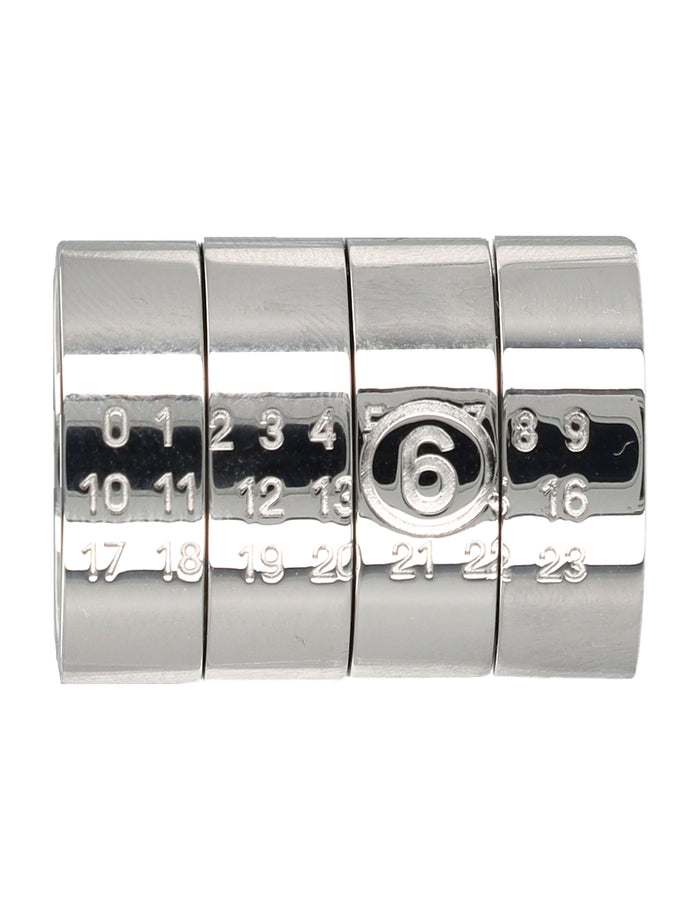 MM6 Maison Margiela stacked numeric metal ring Silver Brass