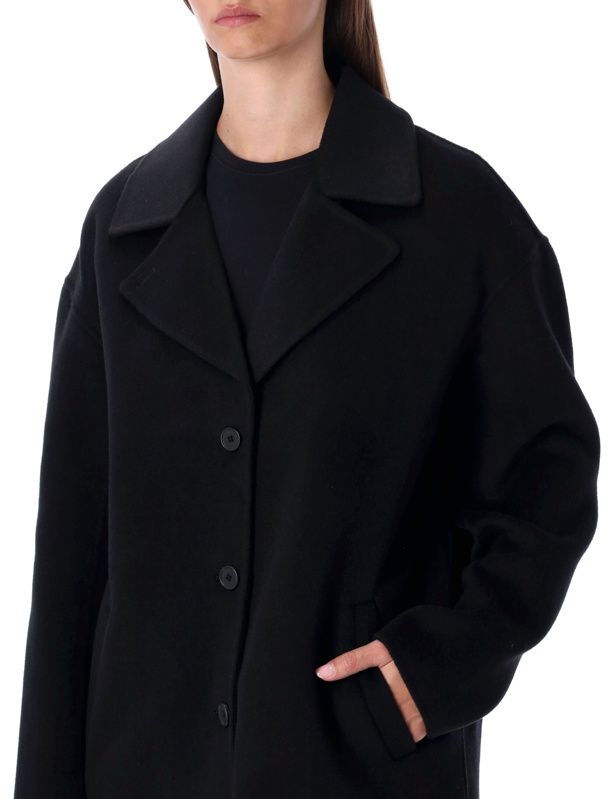 Oversized Black Wool Blend Coat